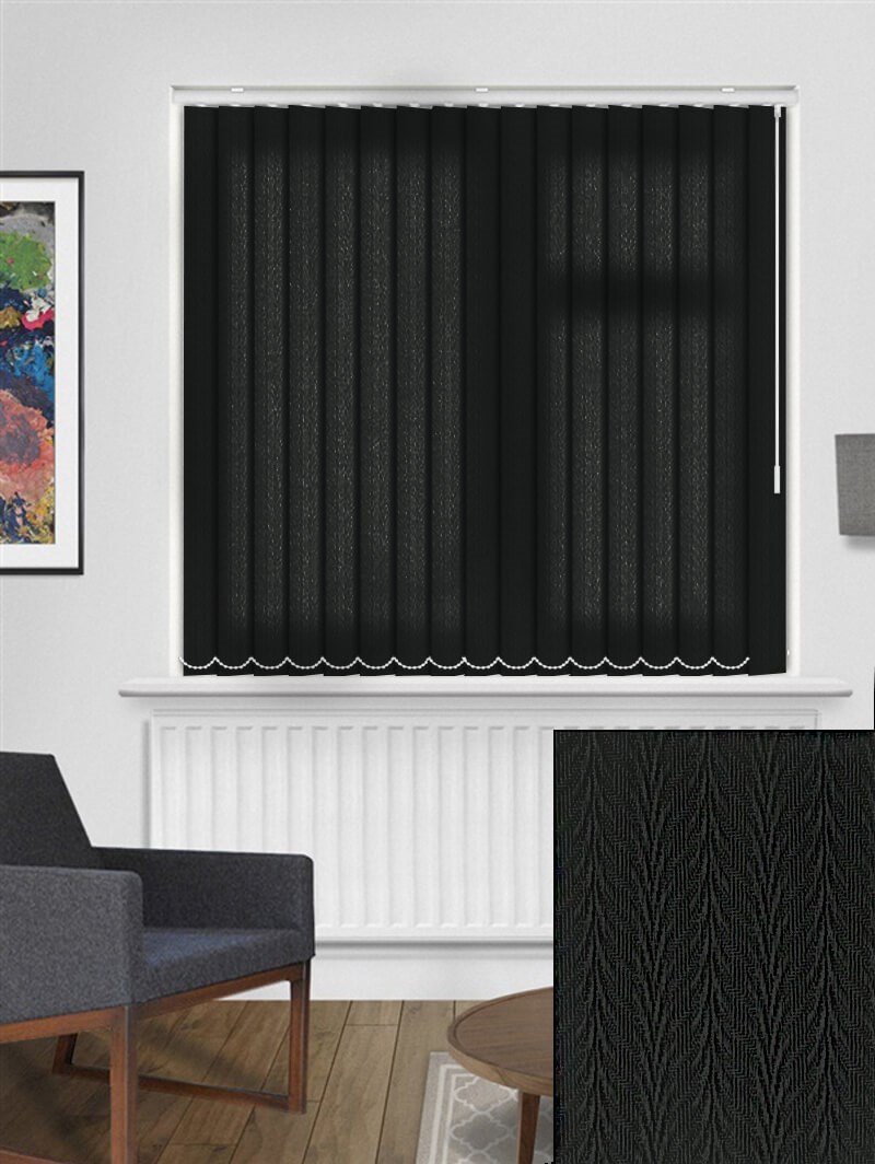 Foliage Black 89mm DimOut Vertical Blind