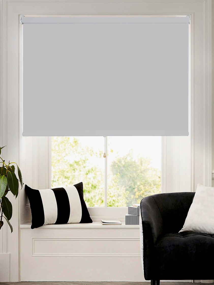 Grey Blackout Cordless Spring Loaded Roller Blind
