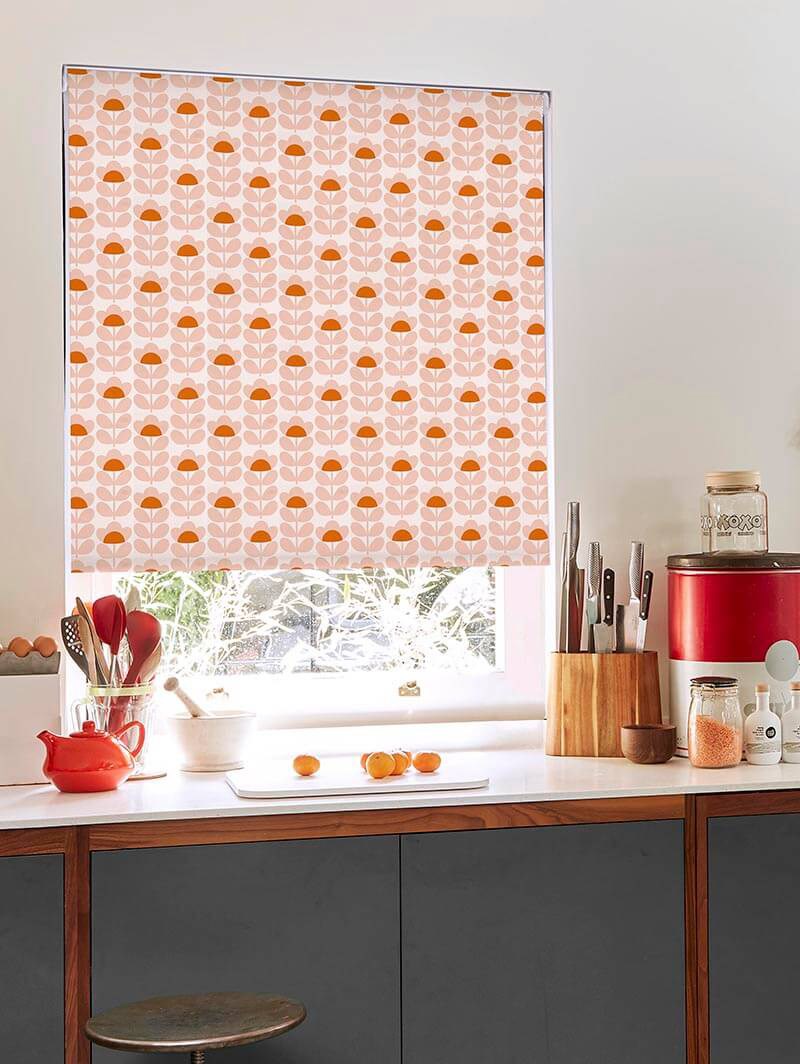 Orla Kiely Sweet Pea Orange Electric Roller Blind