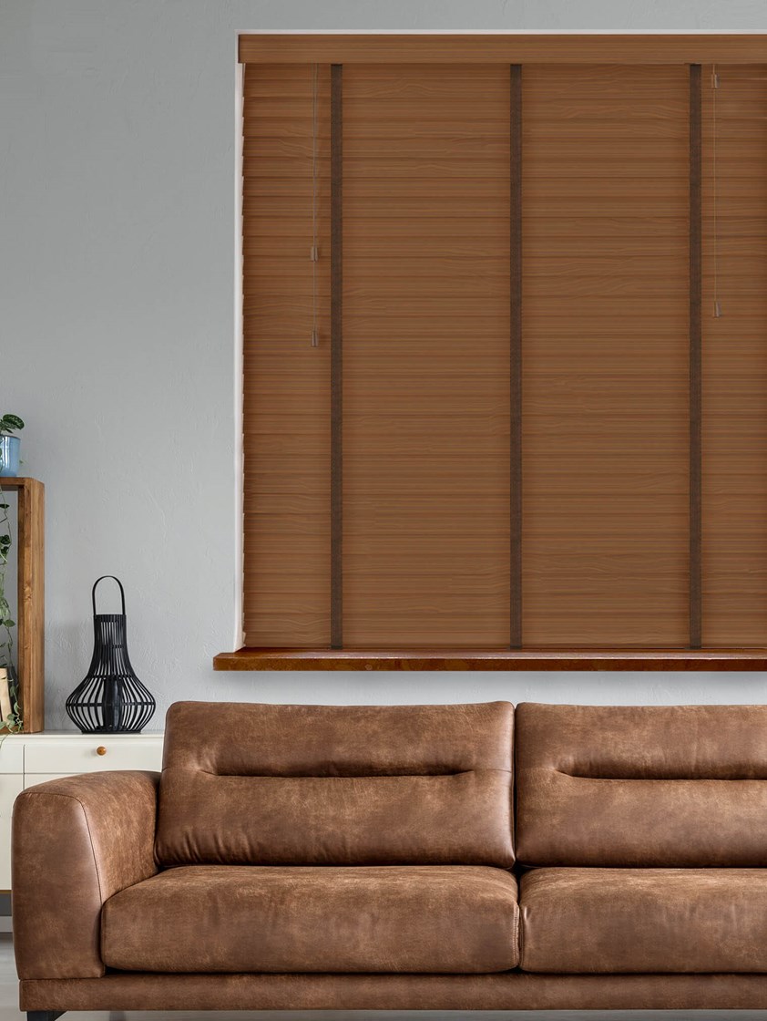 Walnut Real Wood Blind With Cocoa Tapes