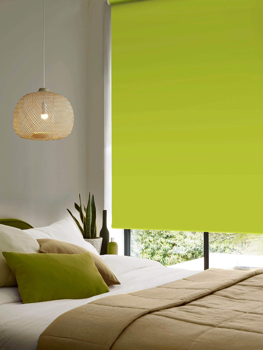 Lime Green Blackout Electric Roller Blind