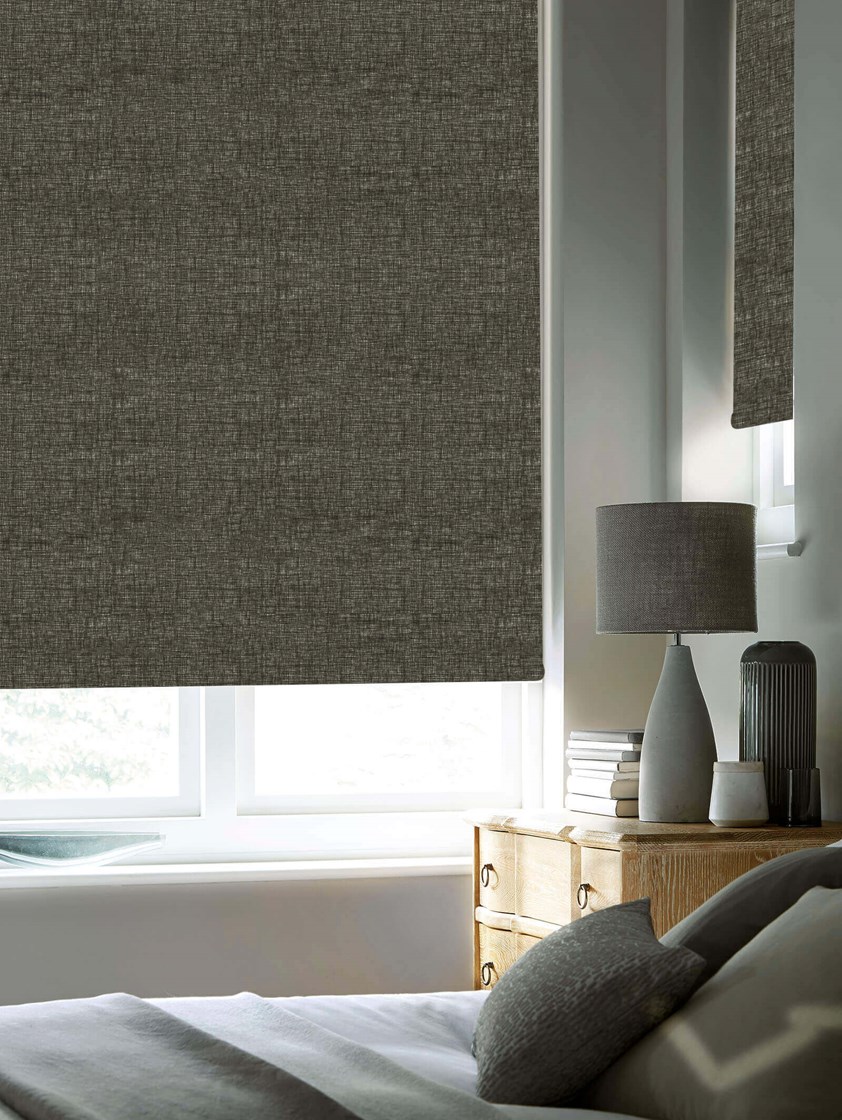 Linen Charcoal Blackout Electric Roller Blind