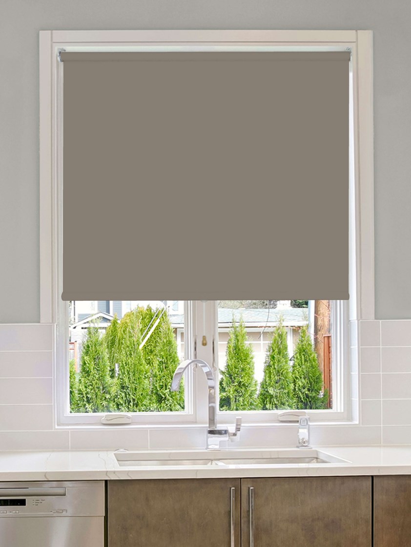 Taupe Blackout Cordless Roller Blind Spring Loaded Taupe Blackout Cordless Roller Blind Spring Loaded