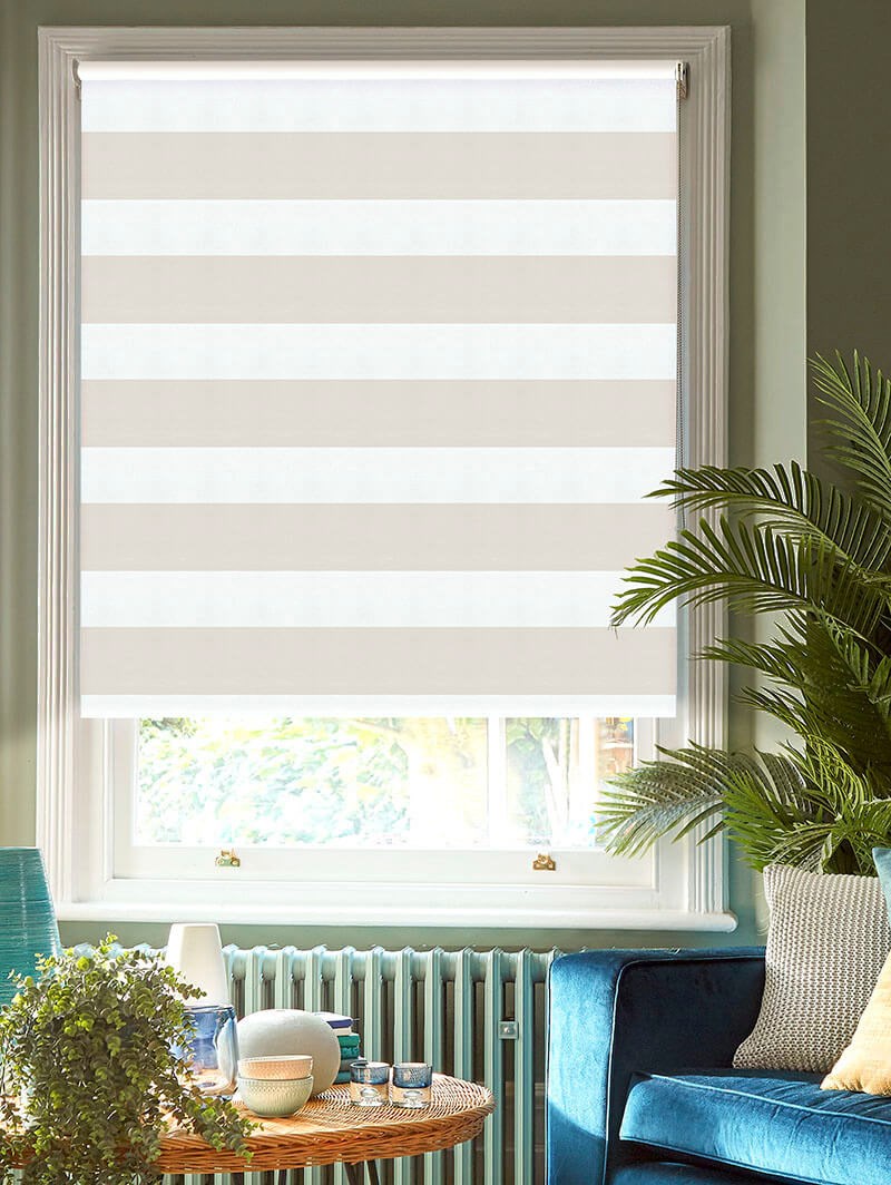 Sierra Stripe Beige Blackout Thermal Roller Blind