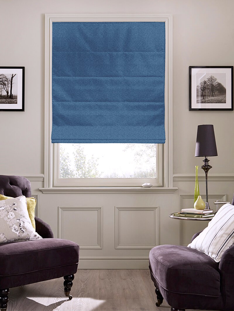 Tribeca Ink Blue Blackout Electric Roman Blind