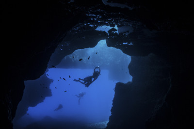 Cave diver in Gozo