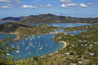 An aerial view of Antigua, Caribbean