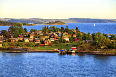 aerial view of houses in norway