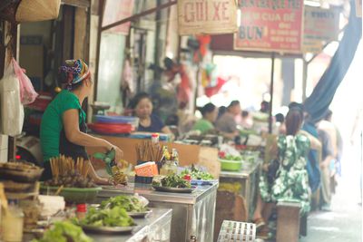 a market in Hanoi's old quarter, Vietnam