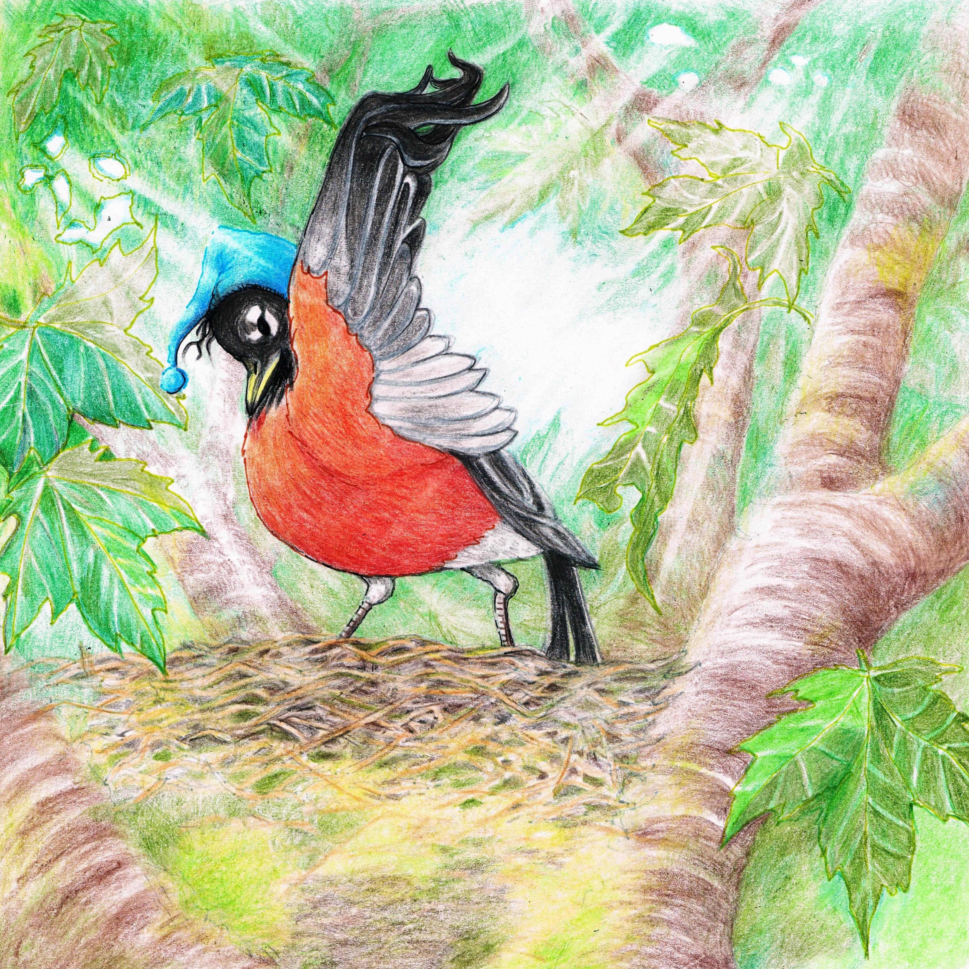 The early bird got up early in the morning and stretched its wings.