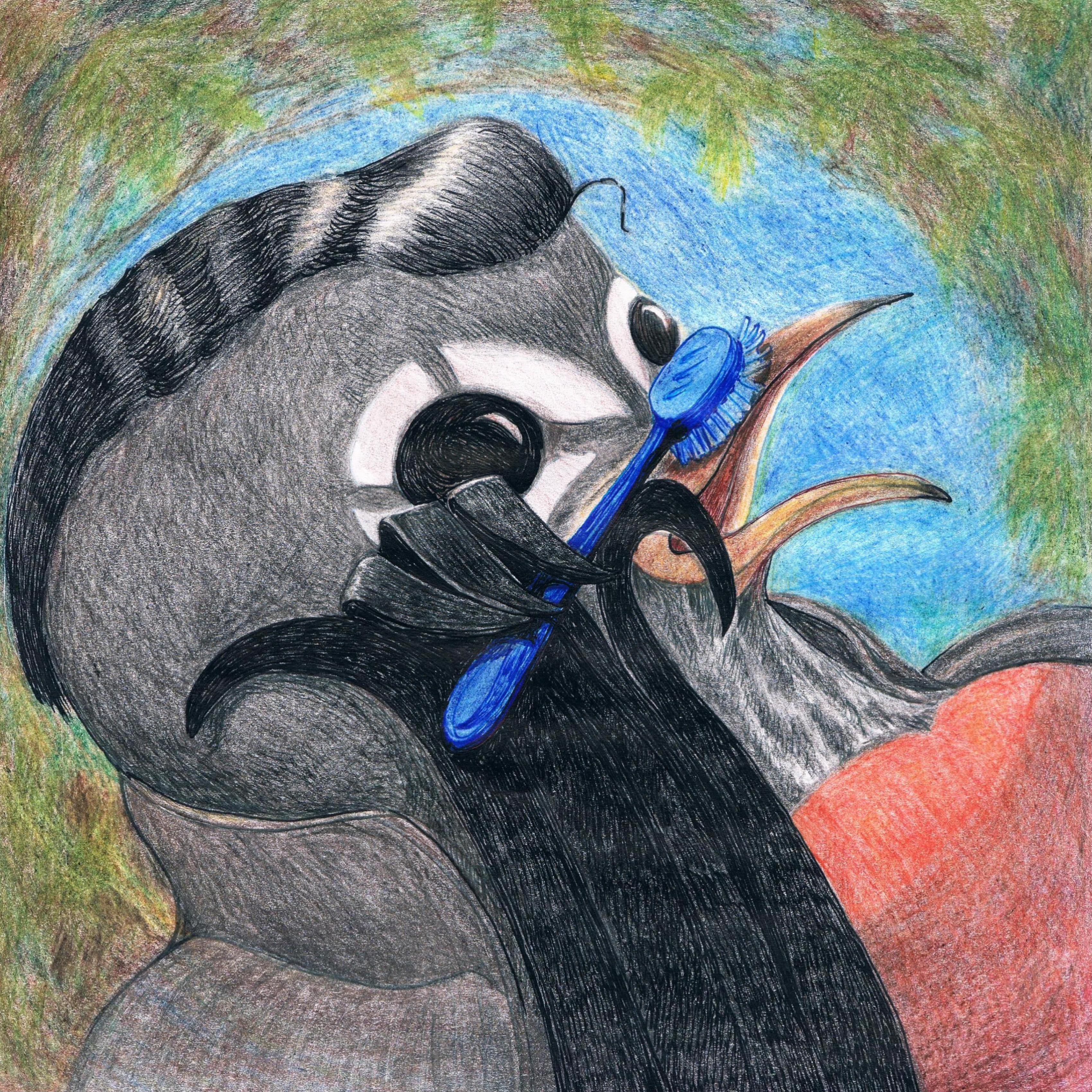The early bird brushed its beak.
