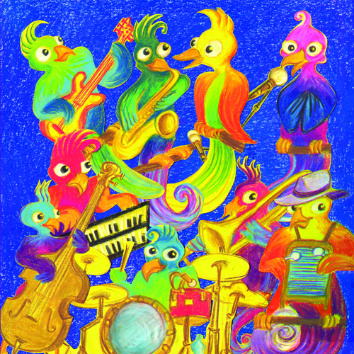 A bird band playing "And Your Bird Can Sing"