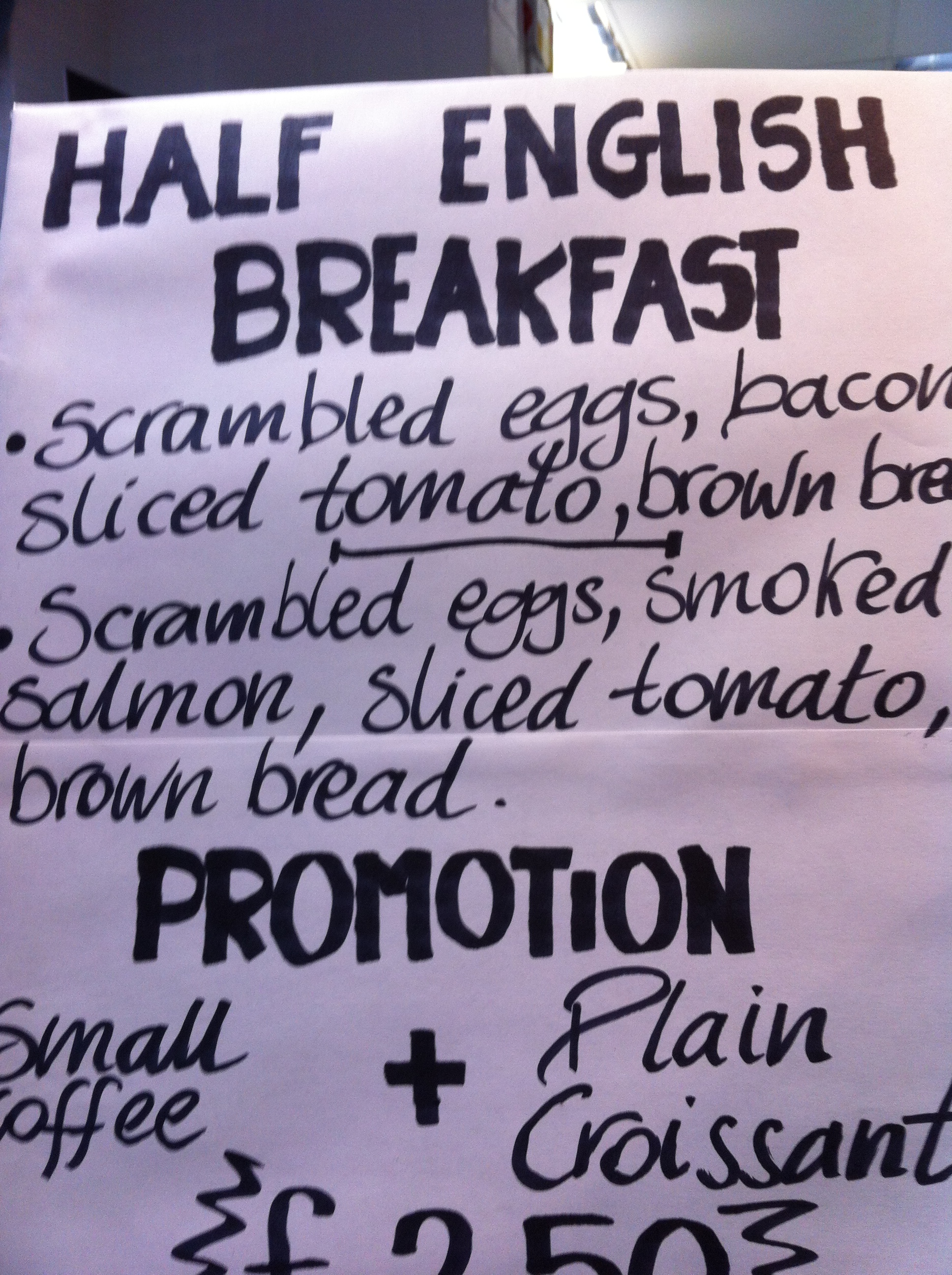 A half English breakfast, whatever that is