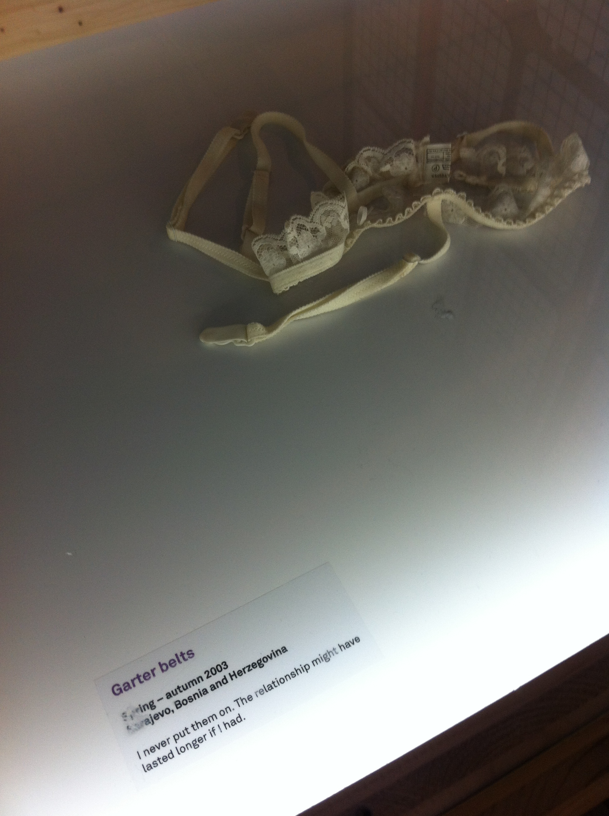a garter belt in a museum exhibit