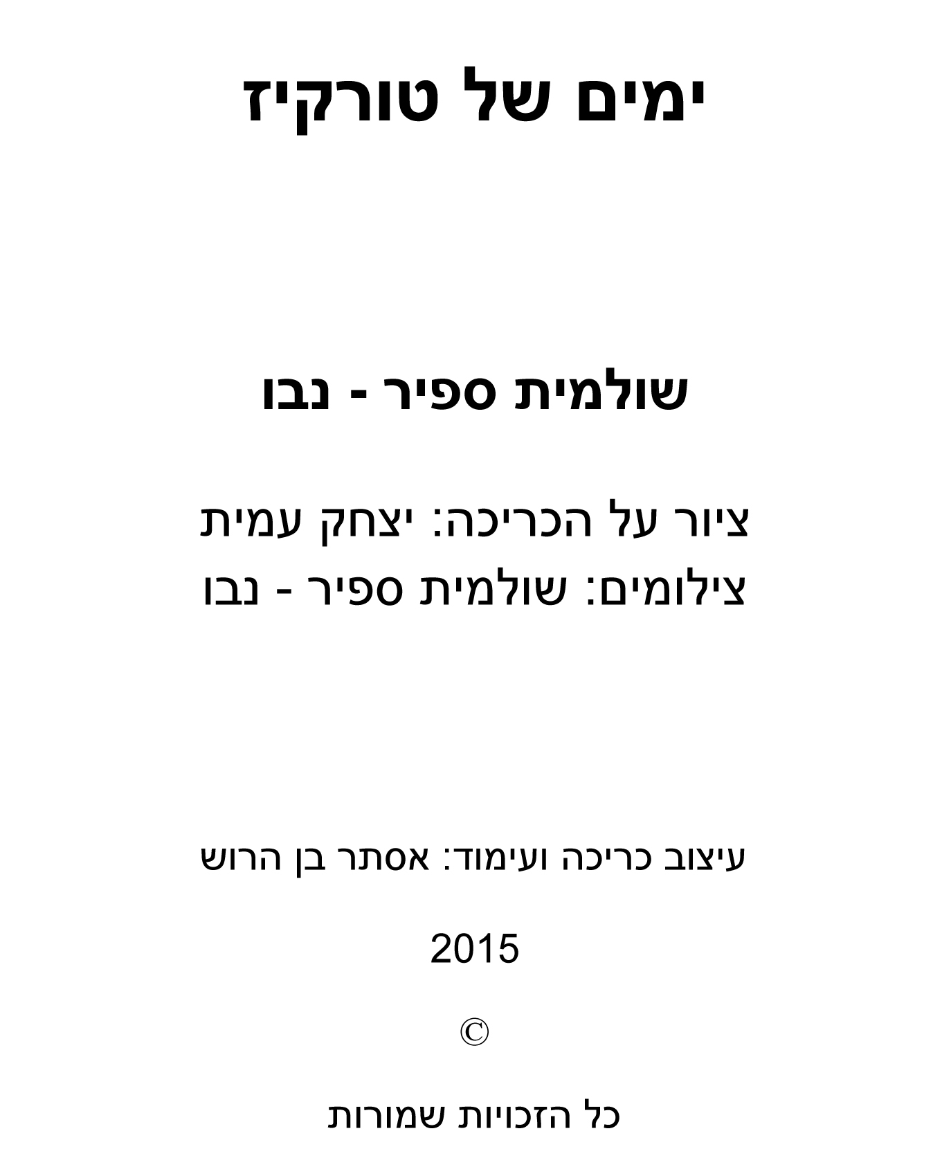 ימים של טורקיז – Days of Turqouise by Shulamit Sapir-Nevo - Illustrated by ציור על הכריכה, יצחק עמית - Ourboox.com