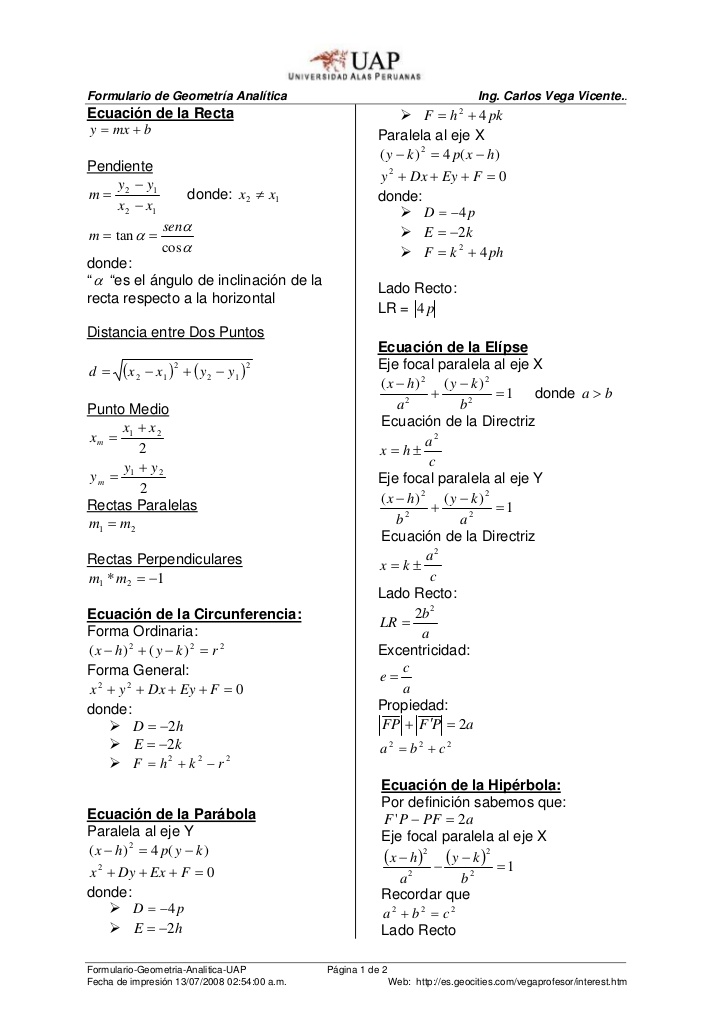 GEOMETRIA ANALITICA FORMULARIO by ferdinando - Illustrated by GEOMETRIA ANALITICA - Ourboox.com