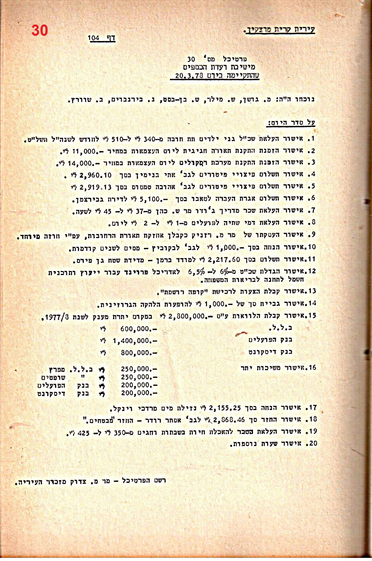 פרוטוקולים 20 – ועדות (כספים) – 22.11.78 – 22.8.76 by riki deri - Illustrated by מוזיאון בית גרושקביץ / כרך 20 - Ourboox.com