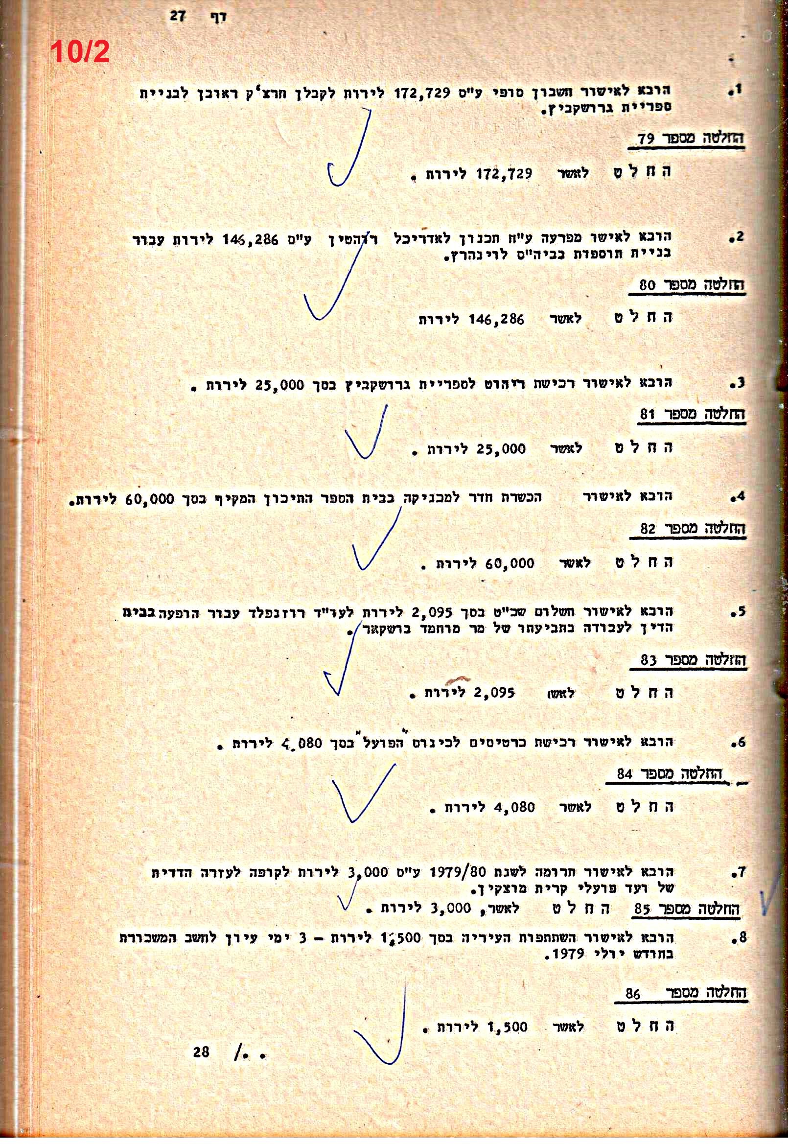 פרוטוקולים 21 – 19.10.83 – 3.1.79 ועדות – כספים by riki deri - Illustrated by מוזיאון בית גרושקביץ / כרך 21 - Ourboox.com