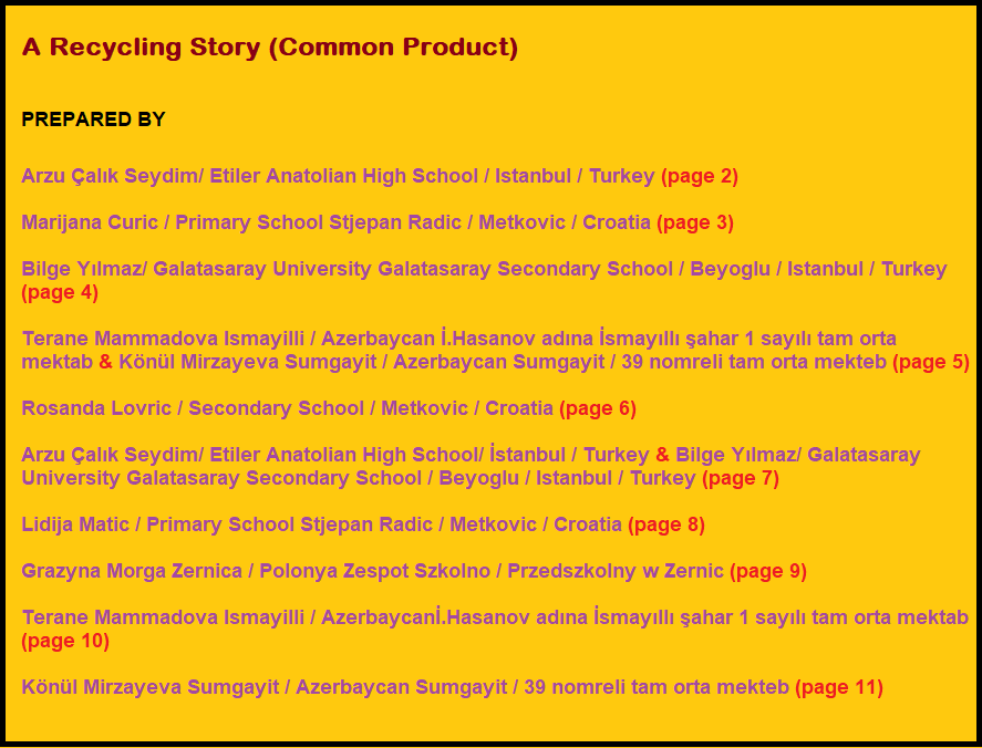 A RECYCLING STORY by Arzu ÇALIK SEYDIM - Illustrated by Students - Ourboox.com