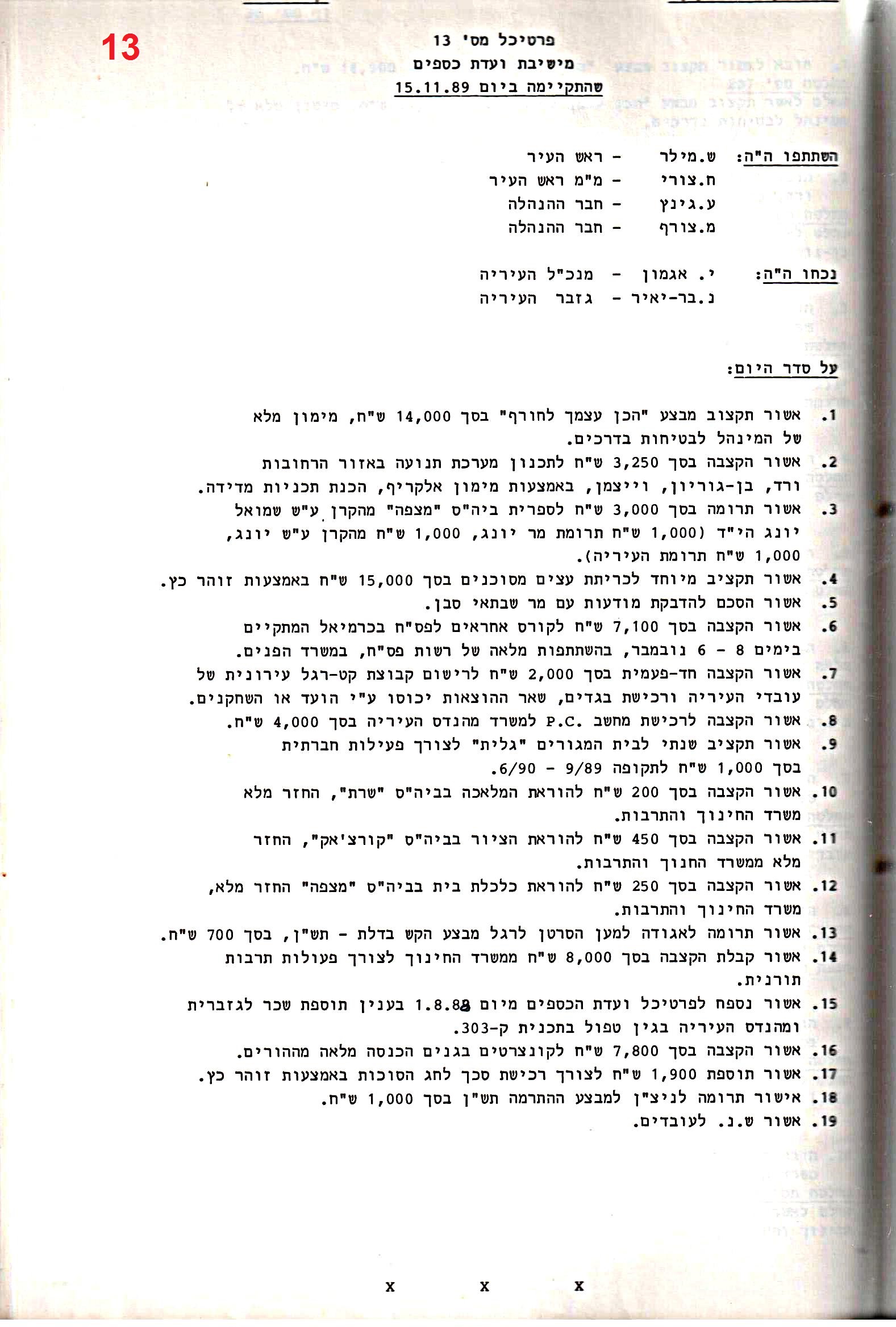 פרוטוקול 24 – ועדות – 17.6.91 – 11.5.89 כספים by riki deri - Illustrated by מוזיאון בית גרושקביץ / כרך 24 - Ourboox.com