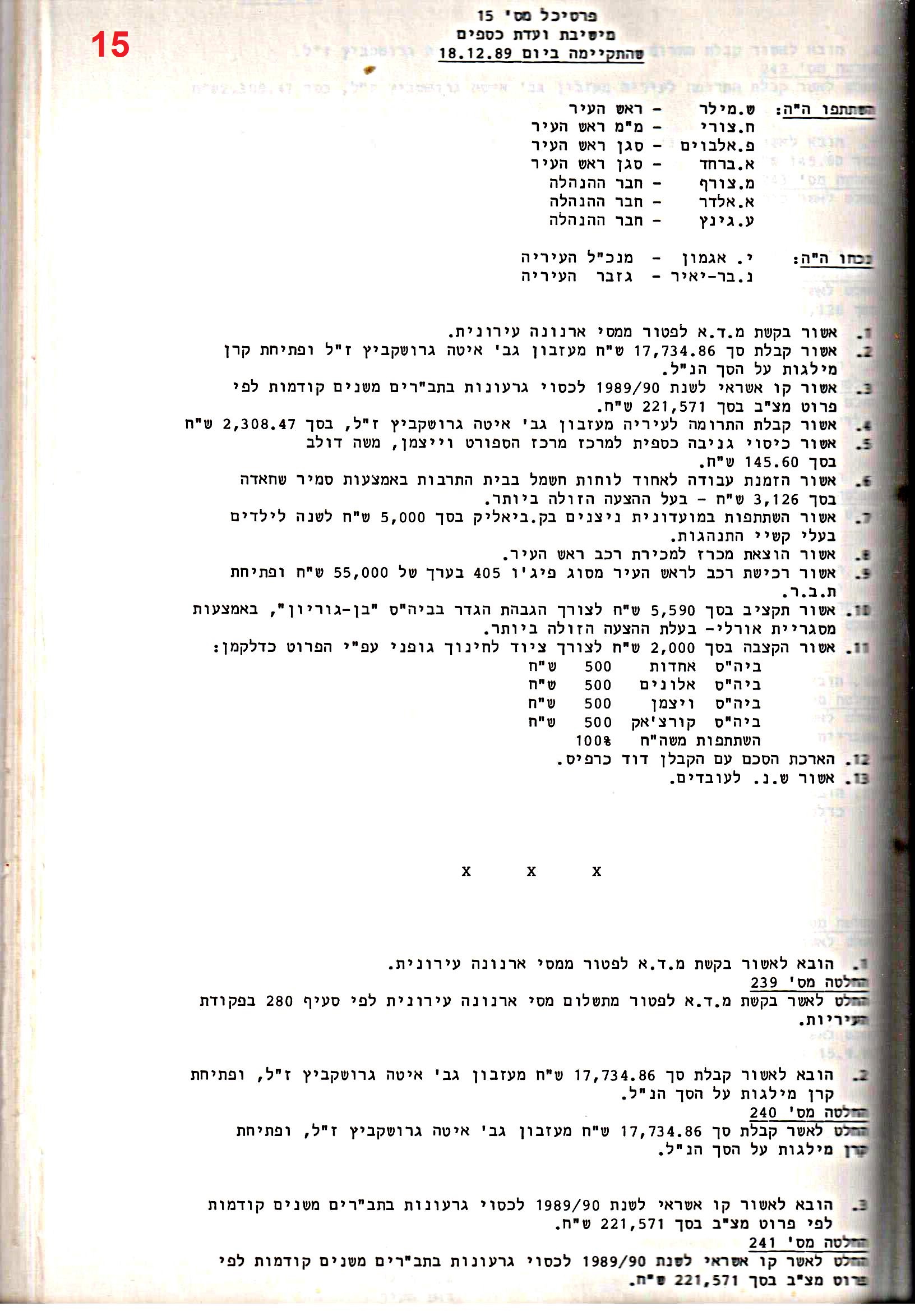 פרוטוקול 24 – ועדות – 17.6.91 – 11.5.89 כספים by riki deri - Illustrated by מוזיאון בית גרושקביץ / כרך 24 - Ourboox.com