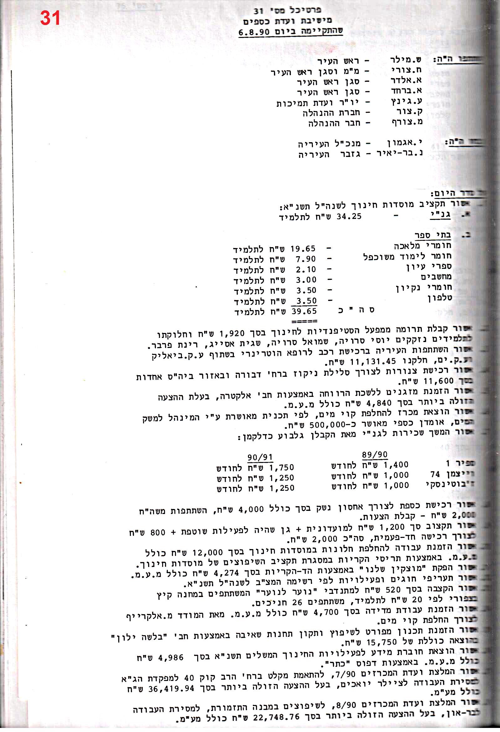פרוטוקול 24 – ועדות – 17.6.91 – 11.5.89 כספים by riki deri - Illustrated by מוזיאון בית גרושקביץ / כרך 24 - Ourboox.com