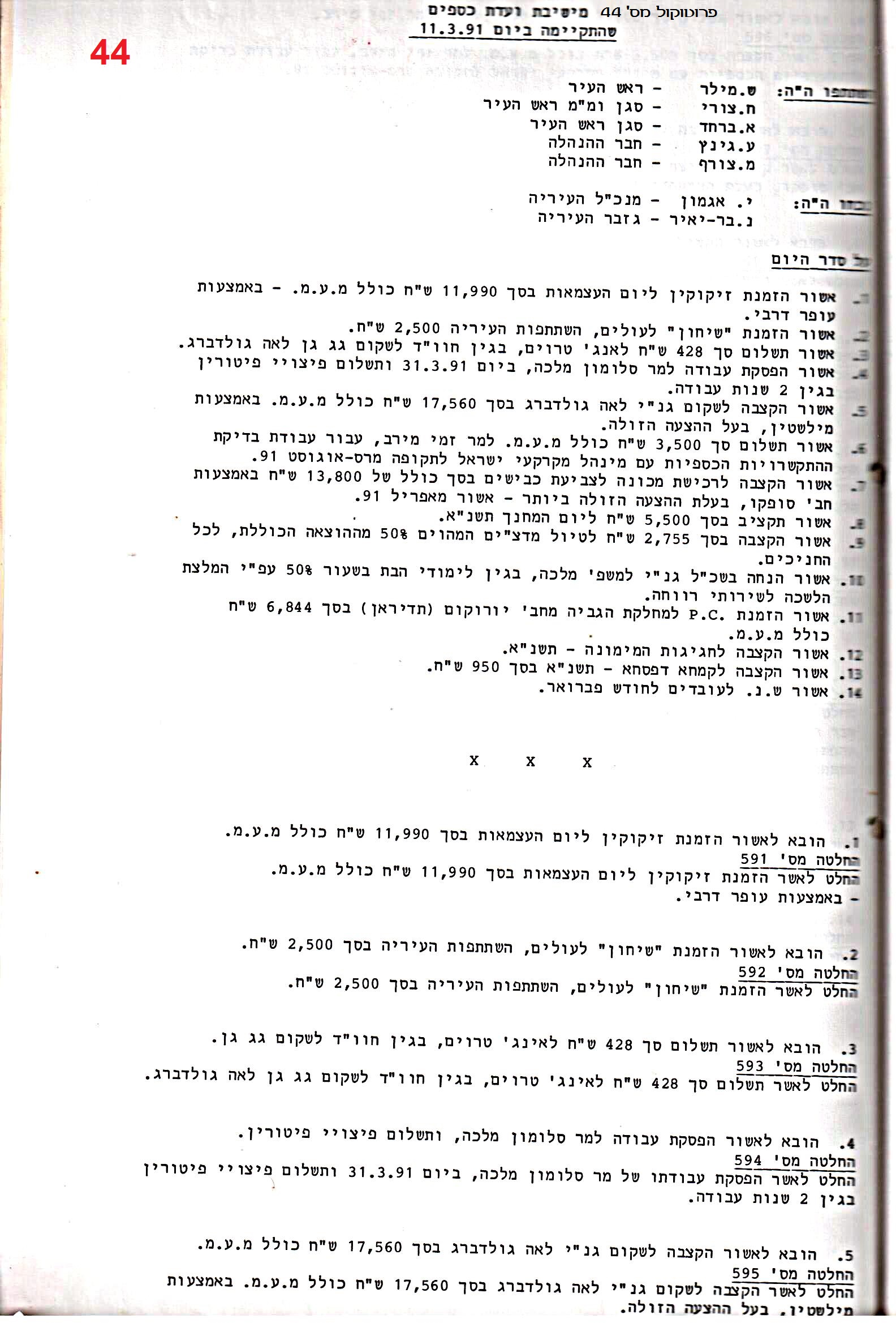 פרוטוקול 24 – ועדות – 17.6.91 – 11.5.89 כספים by riki deri - Illustrated by מוזיאון בית גרושקביץ / כרך 24 - Ourboox.com