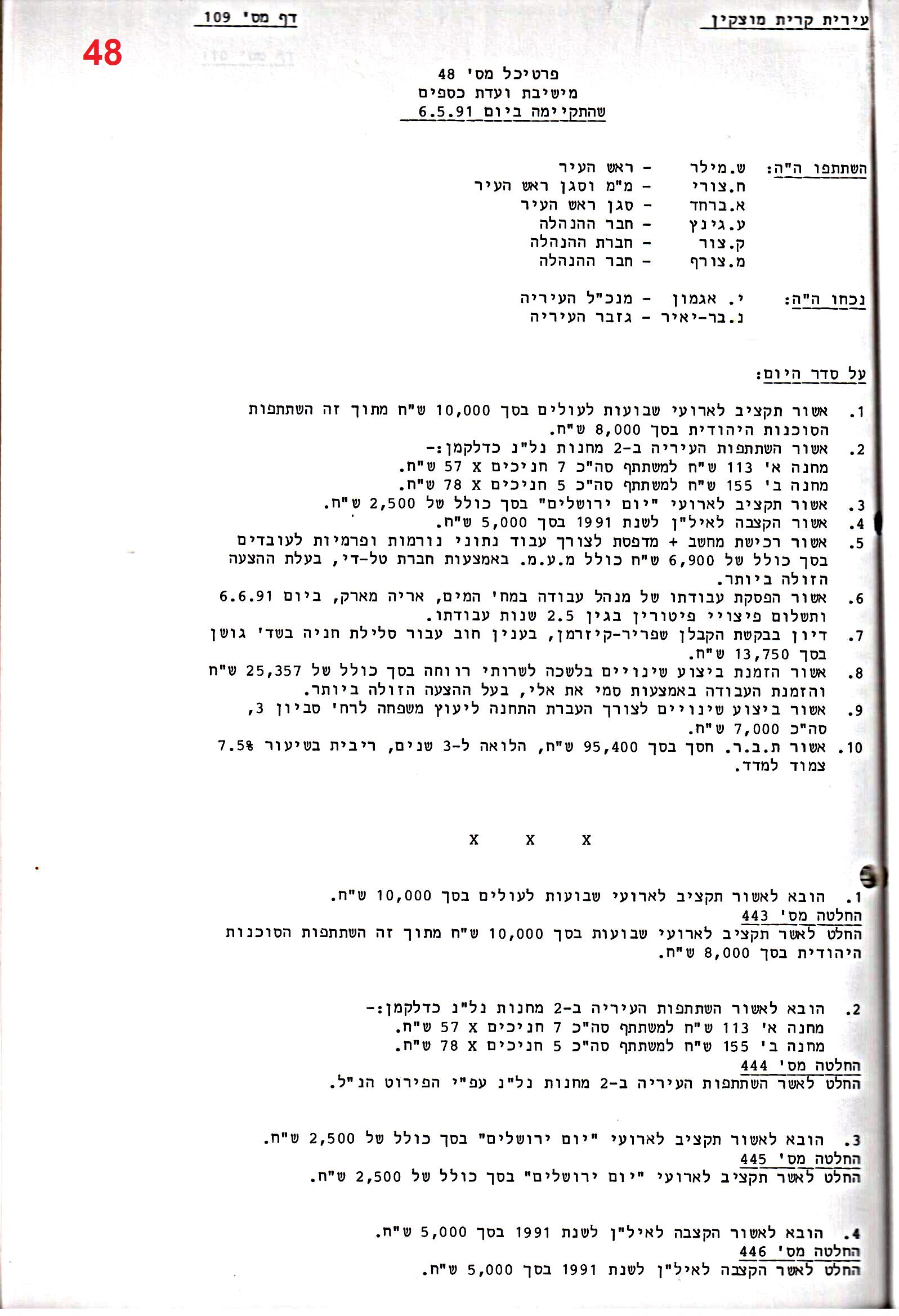 פרוטוקול 24 – ועדות – 17.6.91 – 11.5.89 כספים by riki deri - Illustrated by מוזיאון בית גרושקביץ / כרך 24 - Ourboox.com