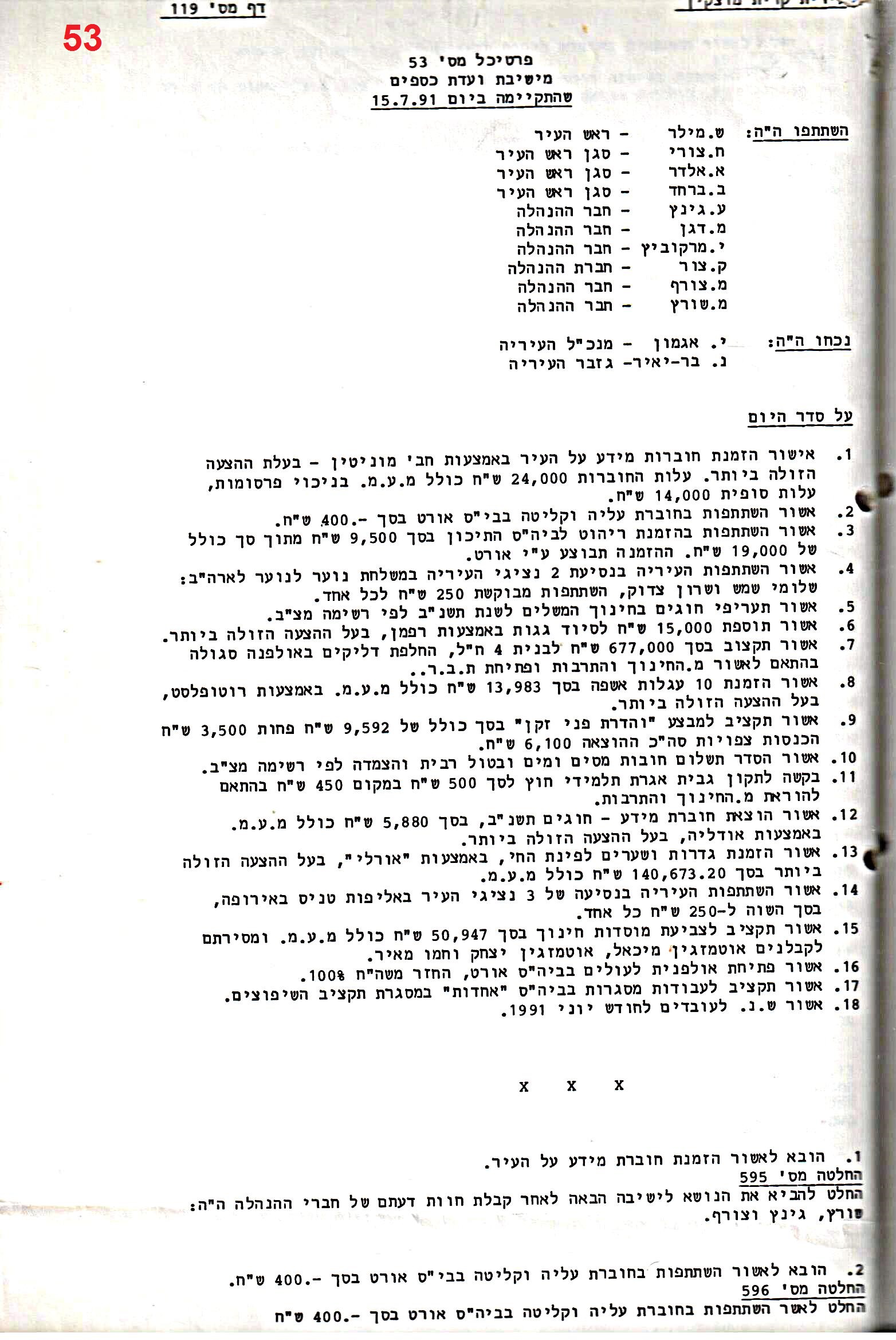 פרוטוקול 25 – ועדות – 11.10.93 – 1.7.91 כספים by riki deri - Illustrated by מוזיאון בית גרושקביץ / כרך 25 - Ourboox.com