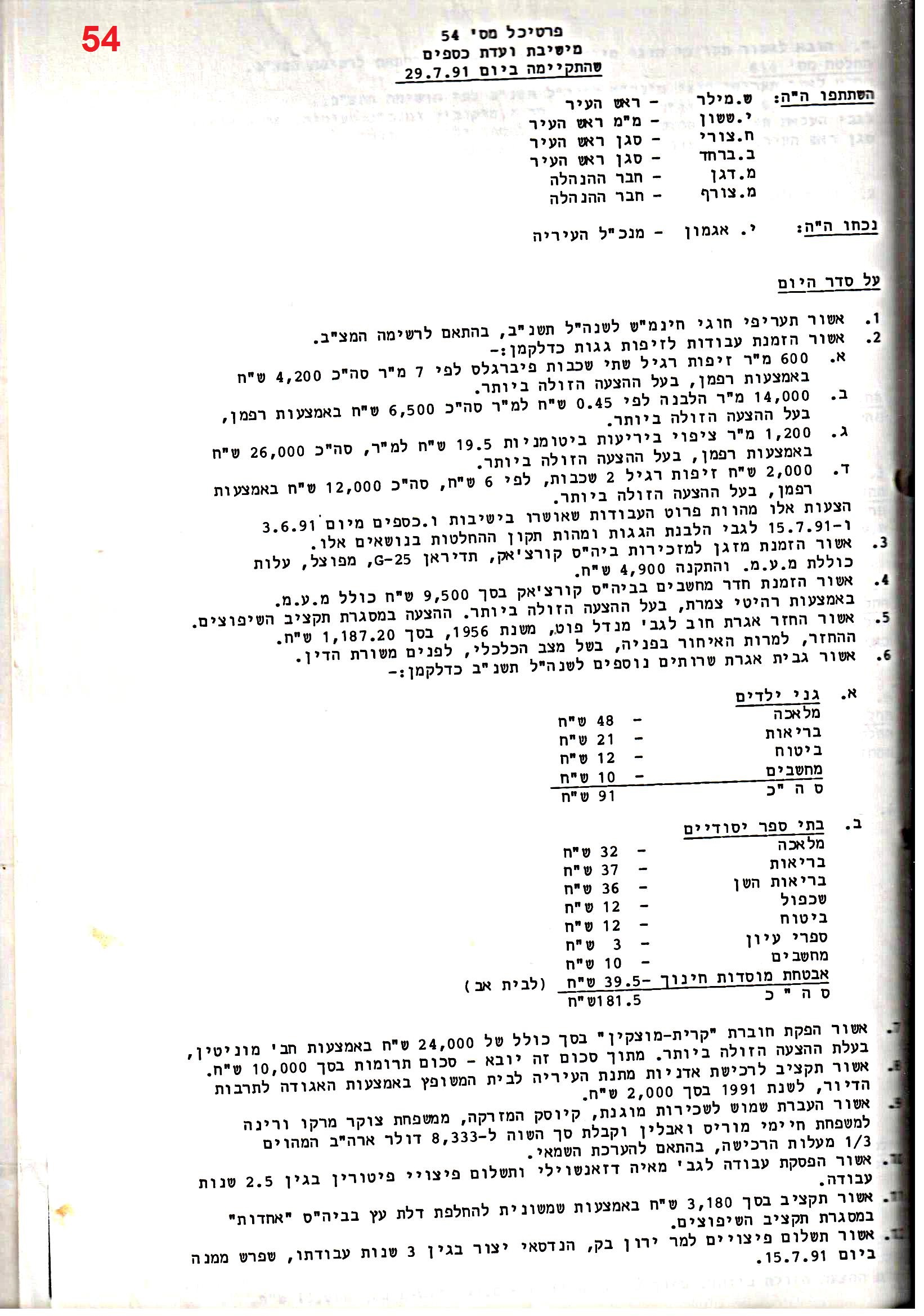 פרוטוקול 25 – ועדות – 11.10.93 – 1.7.91 כספים by riki deri - Illustrated by מוזיאון בית גרושקביץ / כרך 25 - Ourboox.com