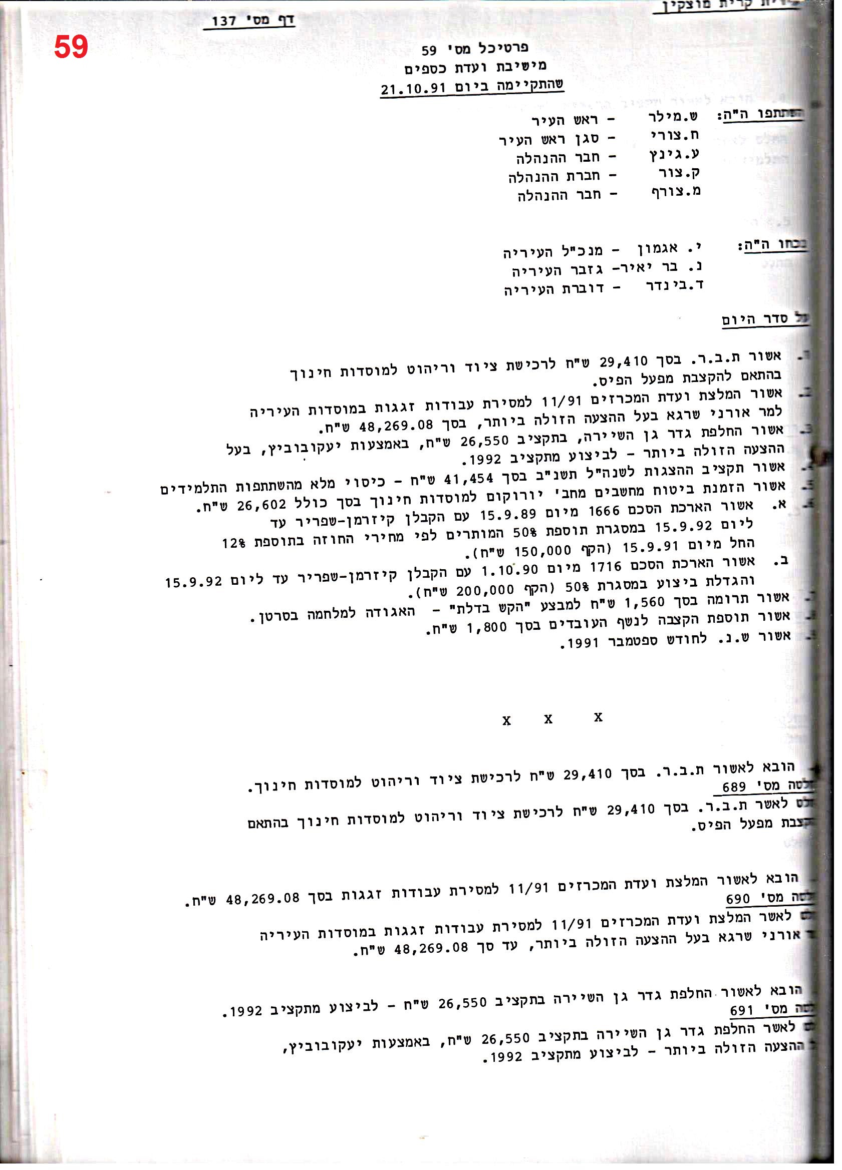 פרוטוקול 25 – ועדות – 11.10.93 – 1.7.91 כספים by riki deri - Illustrated by מוזיאון בית גרושקביץ / כרך 25 - Ourboox.com