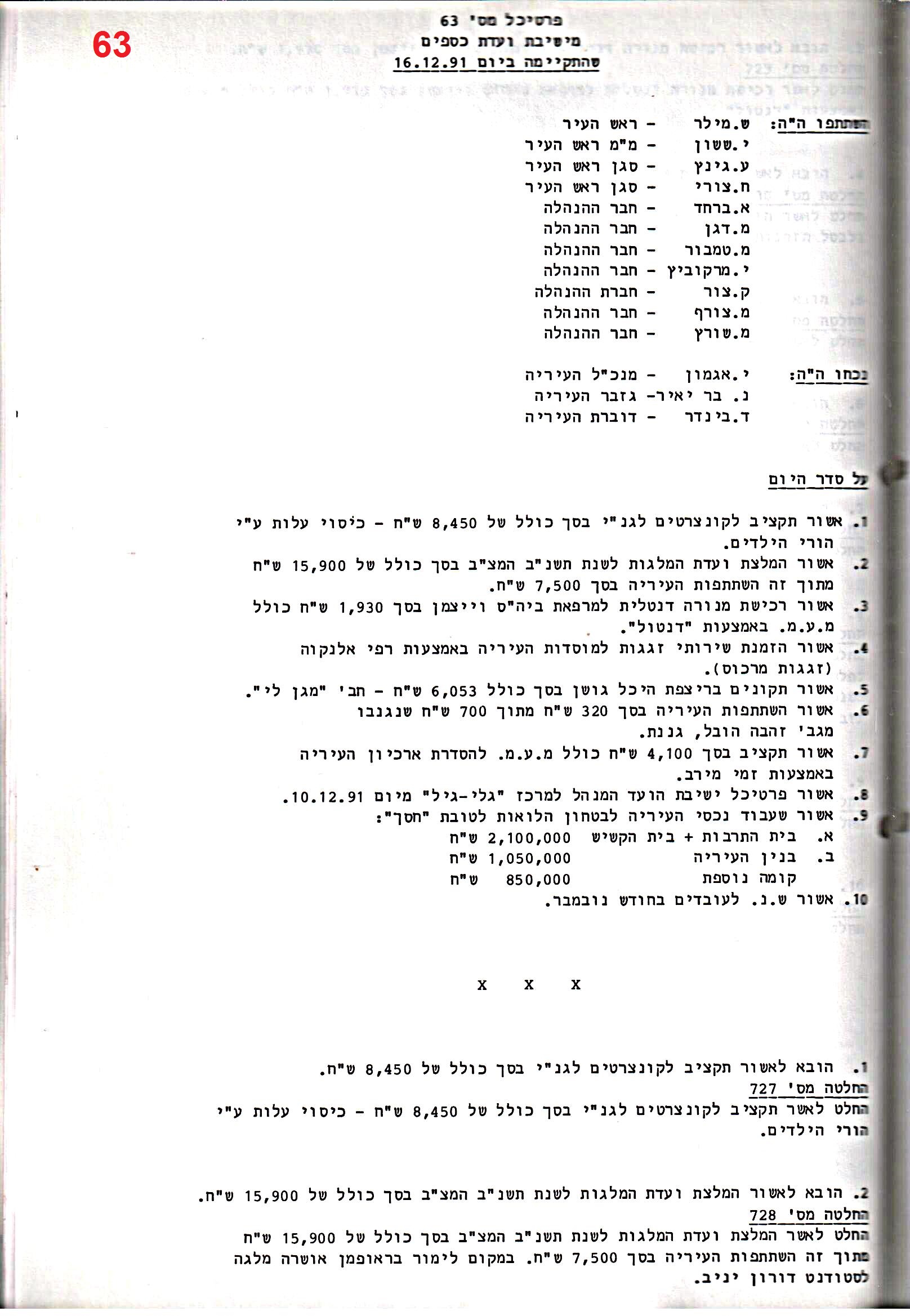 פרוטוקול 25 – ועדות – 11.10.93 – 1.7.91 כספים by riki deri - Illustrated by מוזיאון בית גרושקביץ / כרך 25 - Ourboox.com