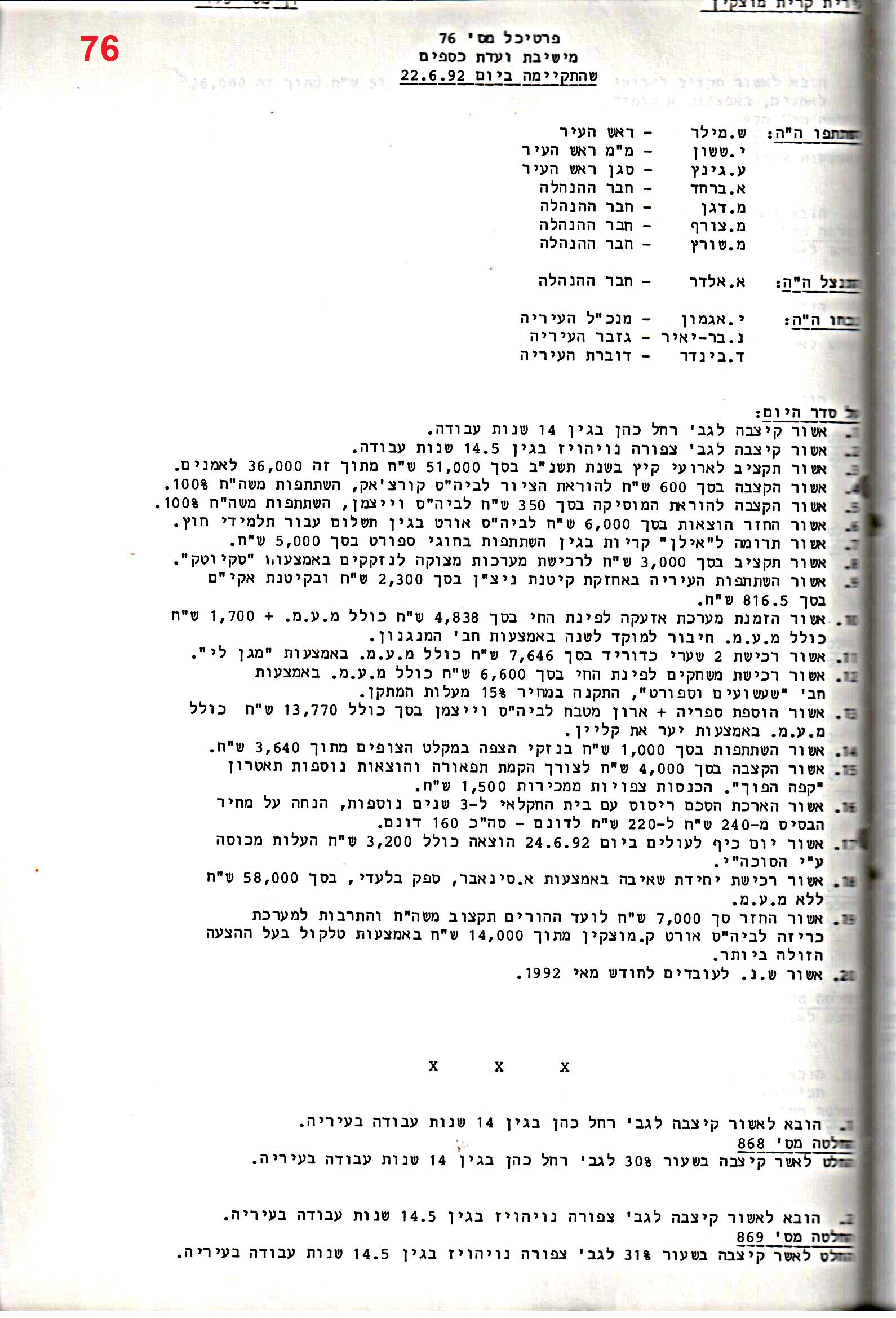 פרוטוקול 25 – ועדות – 11.10.93 – 1.7.91 כספים by riki deri - Illustrated by מוזיאון בית גרושקביץ / כרך 25 - Ourboox.com