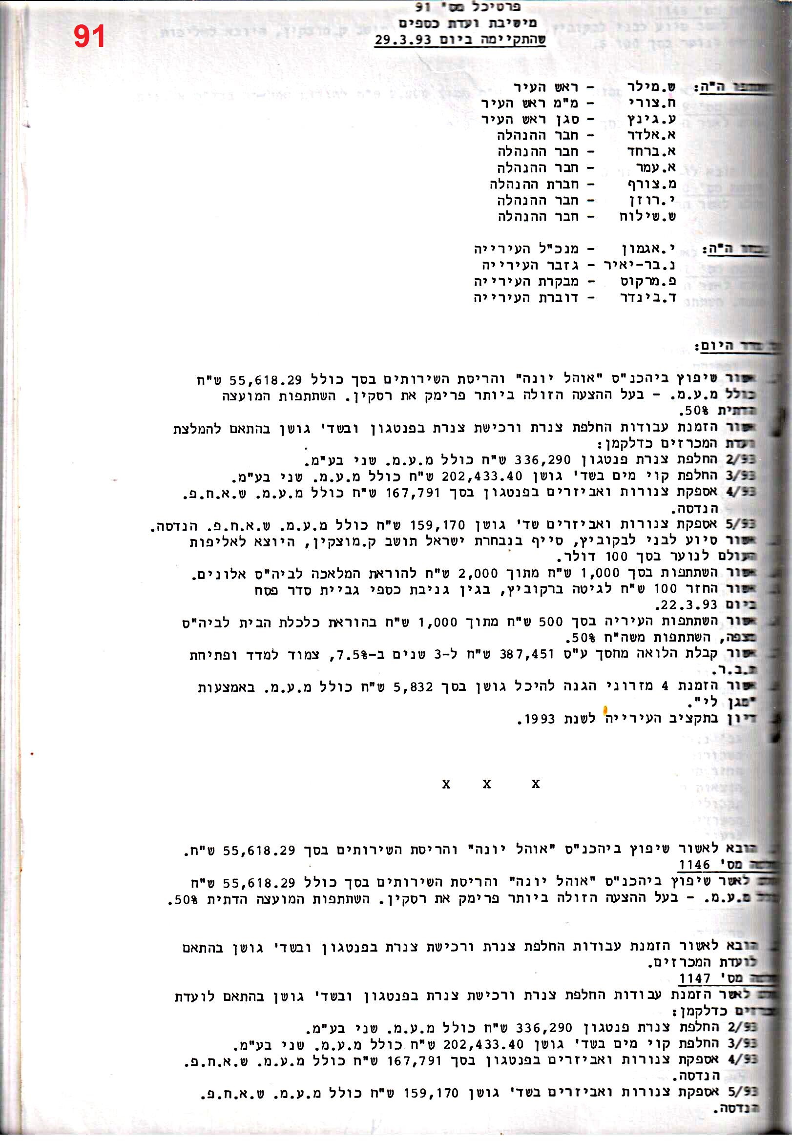 פרוטוקול 25 – ועדות – 11.10.93 – 1.7.91 כספים by riki deri - Illustrated by מוזיאון בית גרושקביץ / כרך 25 - Ourboox.com