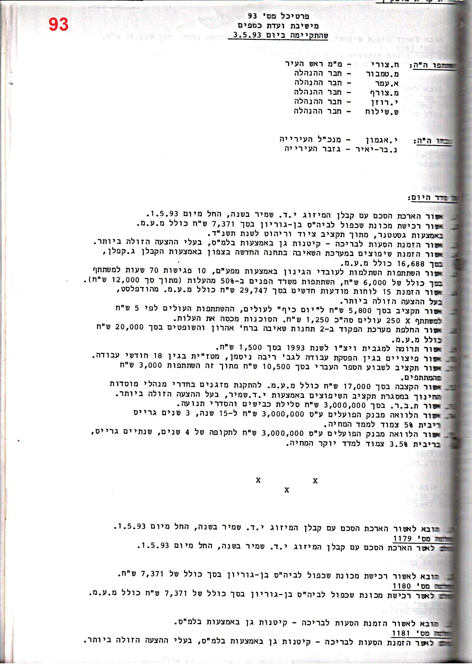 פרוטוקול 25 – ועדות – 11.10.93 – 1.7.91 כספים by riki deri - Illustrated by מוזיאון בית גרושקביץ / כרך 25 - Ourboox.com