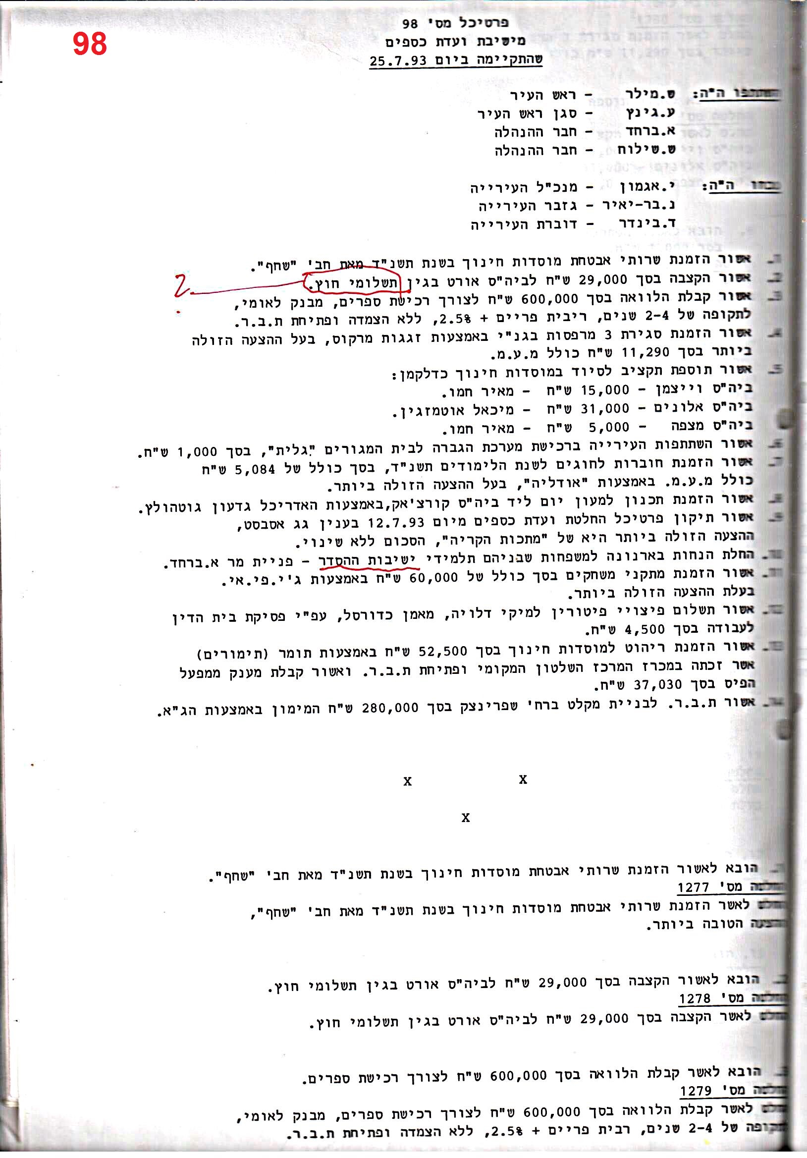 פרוטוקול 25 – ועדות – 11.10.93 – 1.7.91 כספים by riki deri - Illustrated by מוזיאון בית גרושקביץ / כרך 25 - Ourboox.com