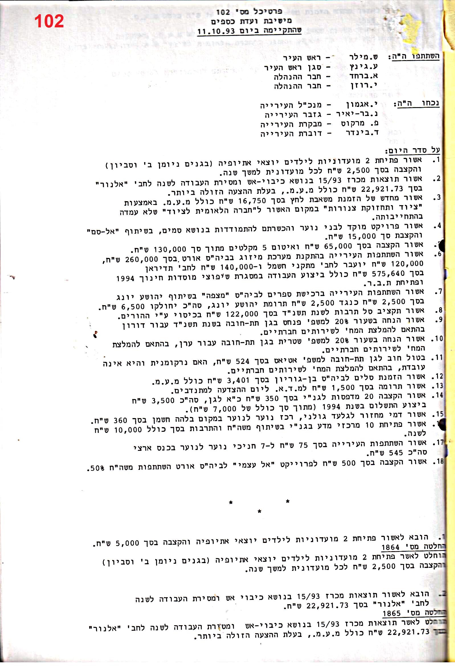 פרוטוקול 25 – ועדות – 11.10.93 – 1.7.91 כספים by riki deri - Illustrated by מוזיאון בית גרושקביץ / כרך 25 - Ourboox.com