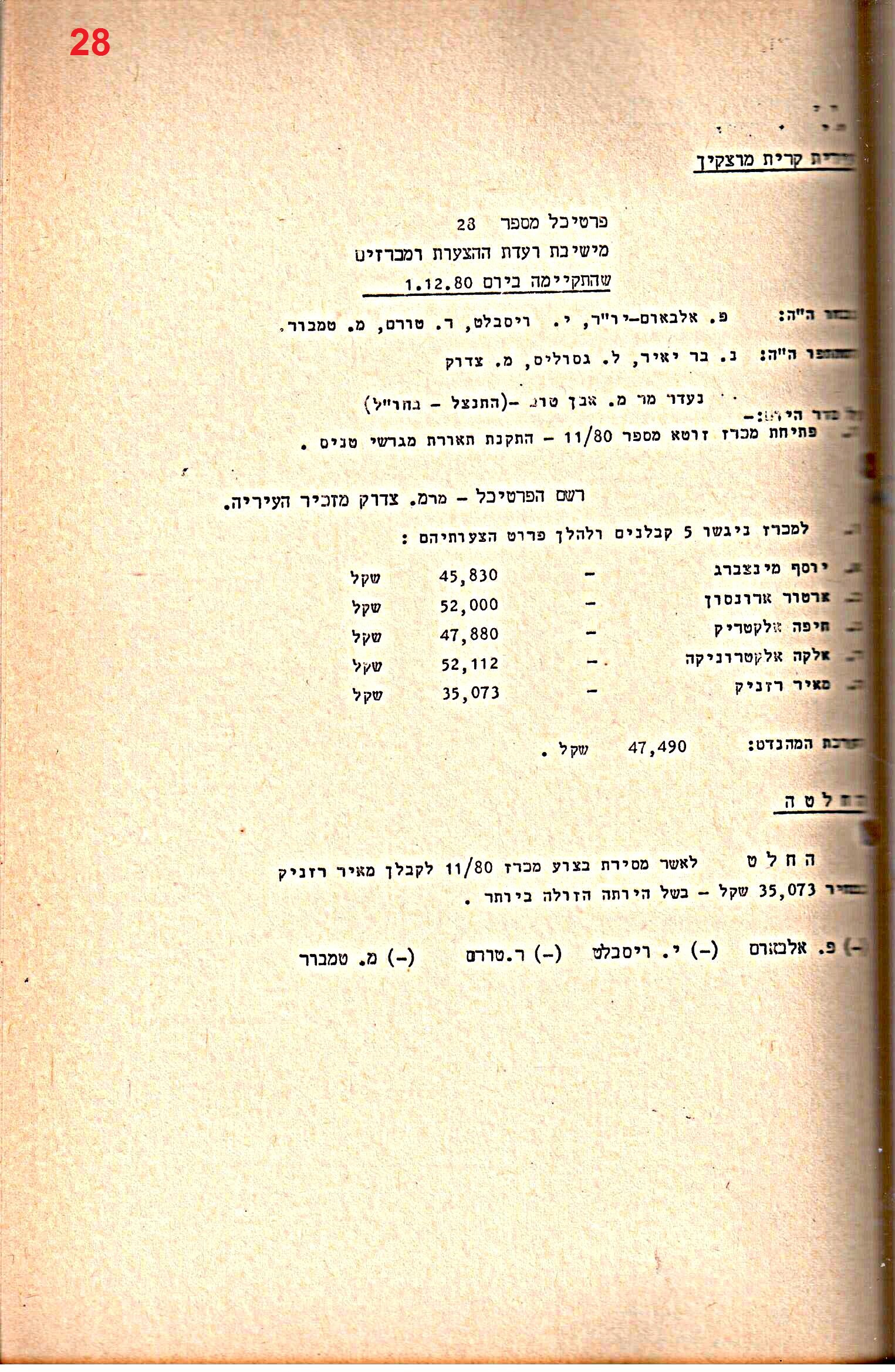 פרוטוקול 28 – ועדות – 9.11.83 – 24.1.79 מכרזים by riki deri - Illustrated by מוזיאון בית גרושקביץ / כרך 28 - Ourboox.com