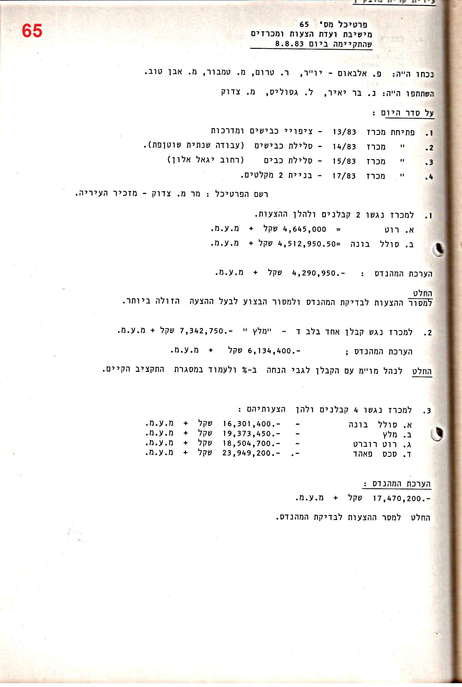 פרוטוקול 28 – ועדות – 9.11.83 – 24.1.79 מכרזים by riki deri - Illustrated by מוזיאון בית גרושקביץ / כרך 28 - Ourboox.com