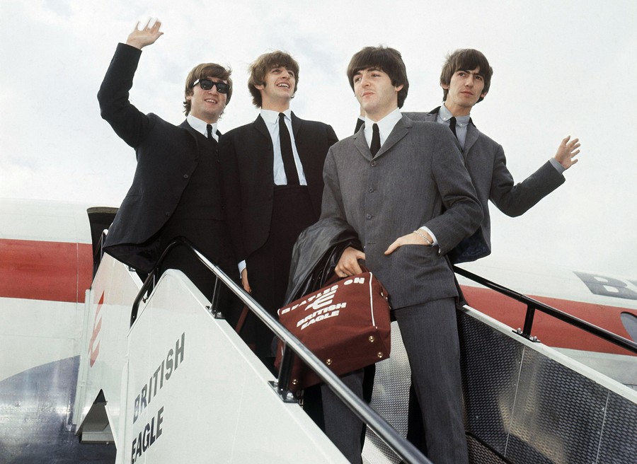 The Beatles arriving the US