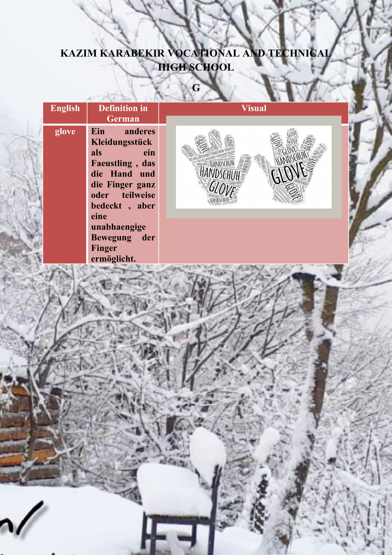 WINTER ITEMS DICTIONARY by mine seyhan - Illustrated by Mine Seyhan - Ourboox.com