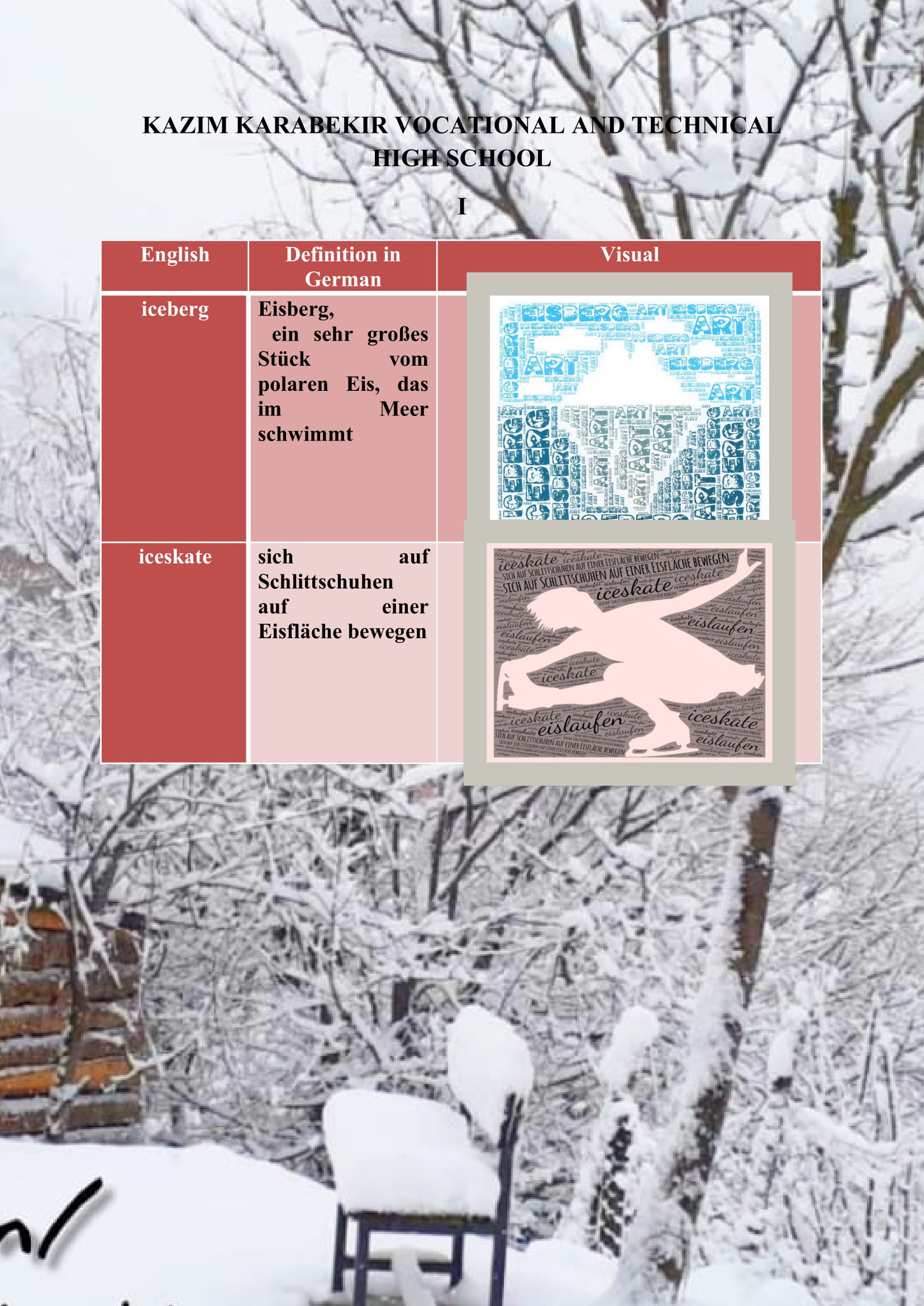 WINTER ITEMS DICTIONARY by mine seyhan - Illustrated by Mine Seyhan - Ourboox.com