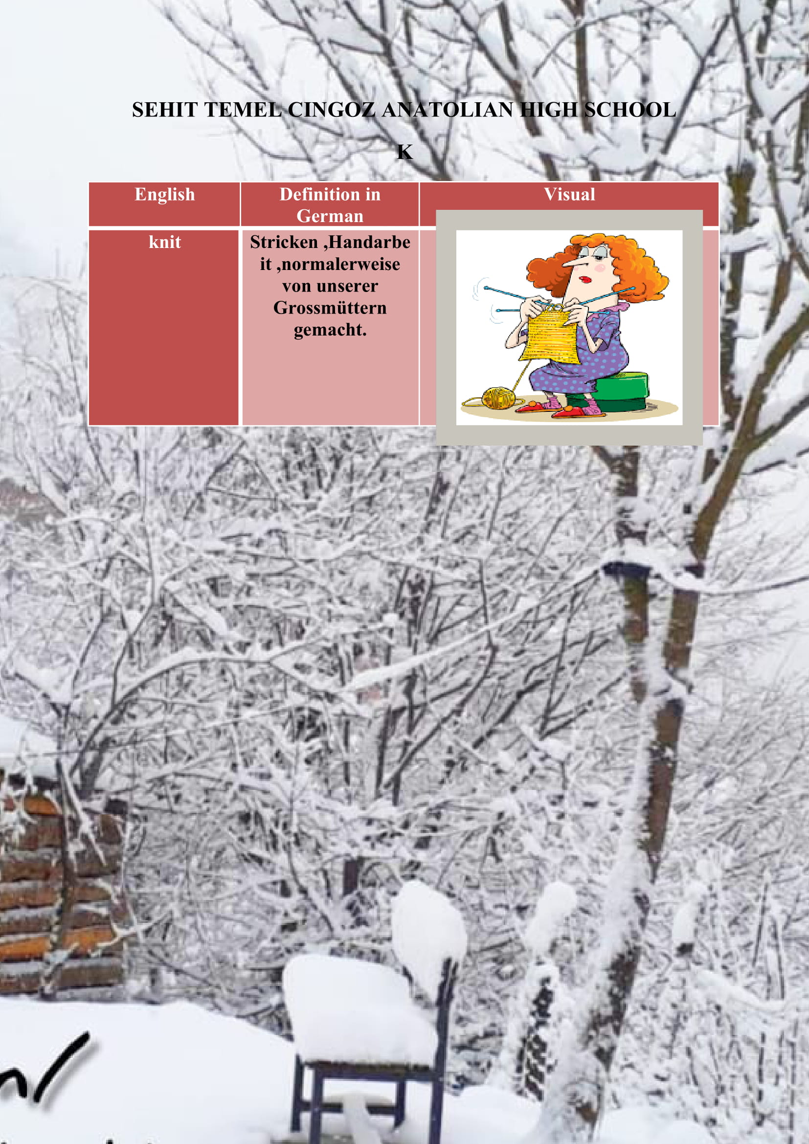 WINTER ITEMS DICTIONARY by mine seyhan - Illustrated by Mine Seyhan - Ourboox.com