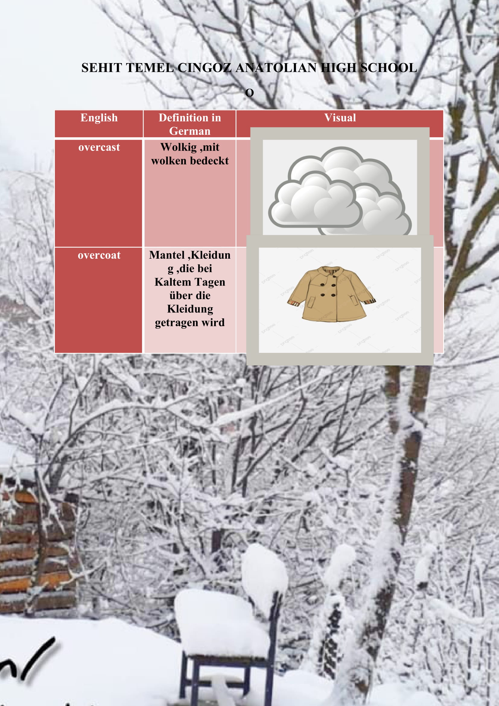 WINTER ITEMS DICTIONARY by mine seyhan - Illustrated by Mine Seyhan - Ourboox.com