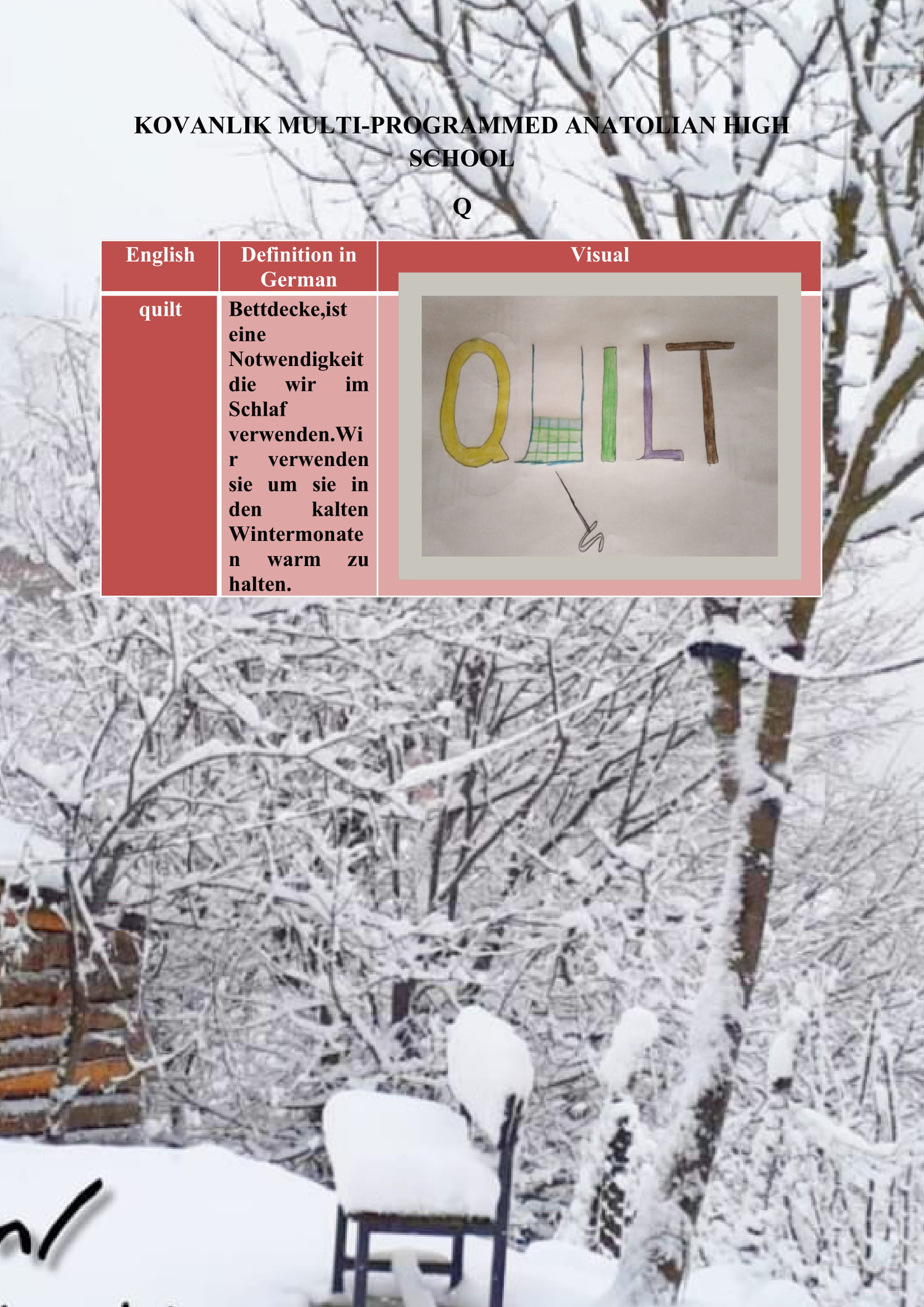 WINTER ITEMS DICTIONARY by mine seyhan - Illustrated by Mine Seyhan - Ourboox.com