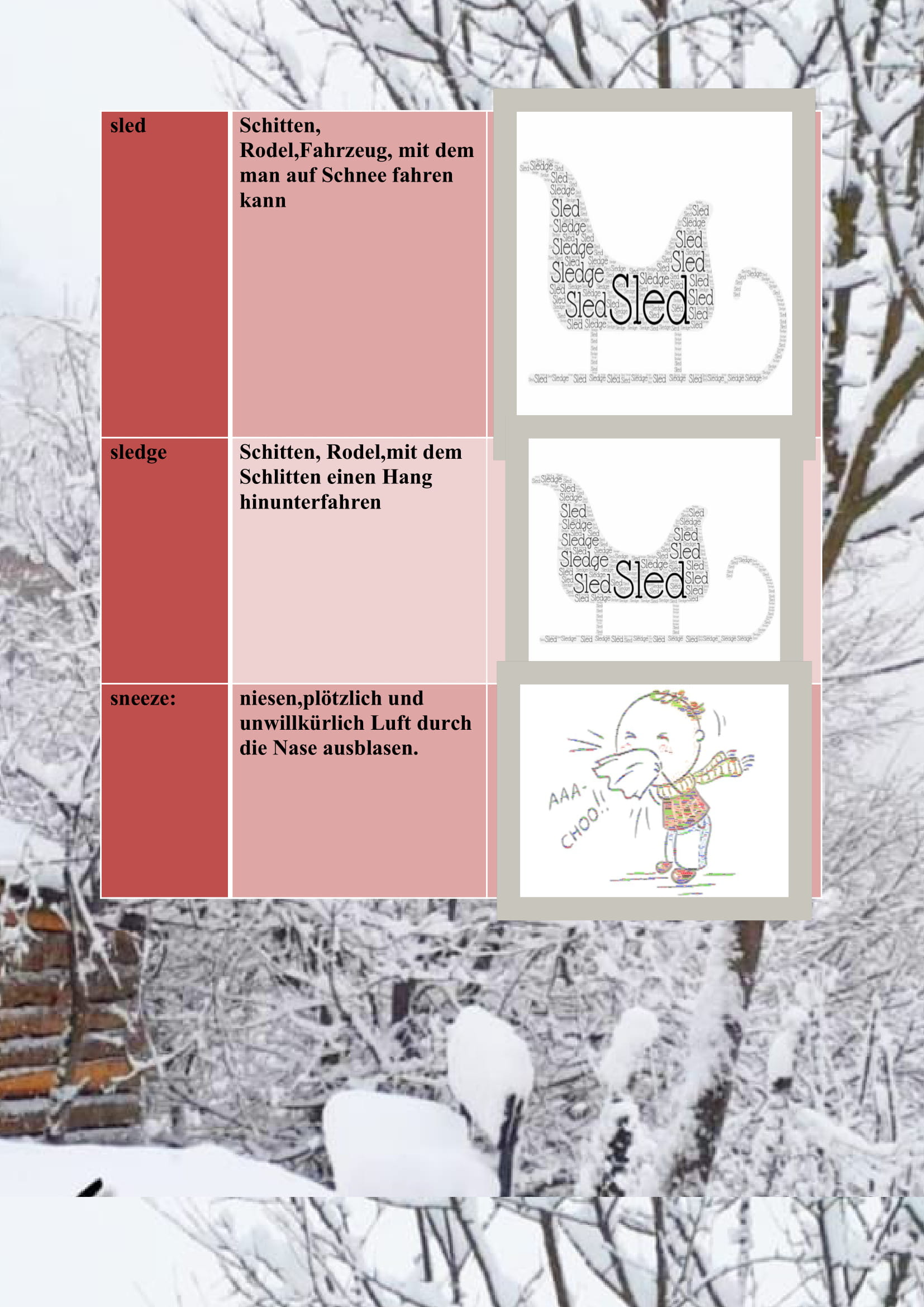 WINTER ITEMS DICTIONARY by mine seyhan - Illustrated by Mine Seyhan - Ourboox.com