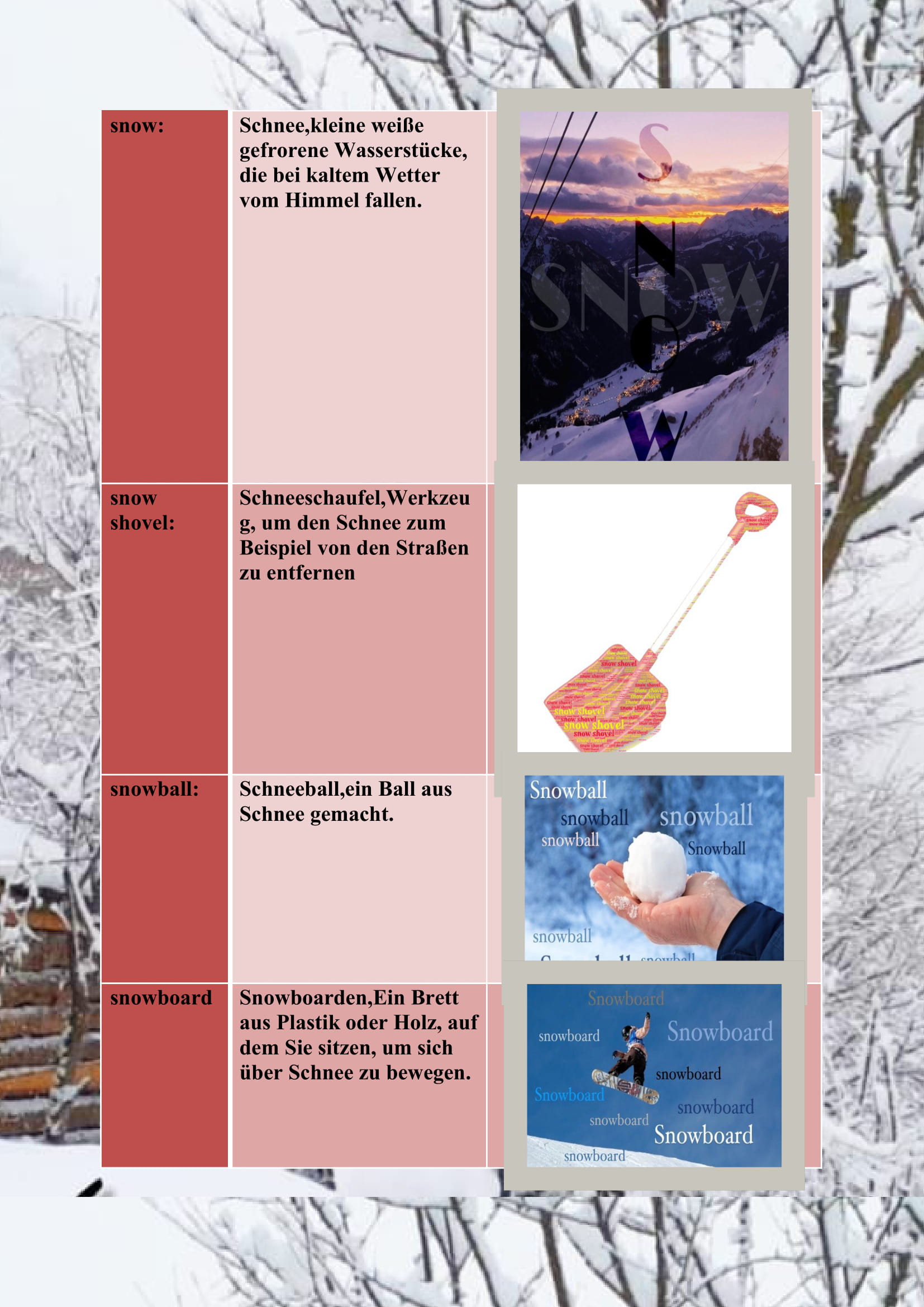 WINTER ITEMS DICTIONARY by mine seyhan - Illustrated by Mine Seyhan - Ourboox.com