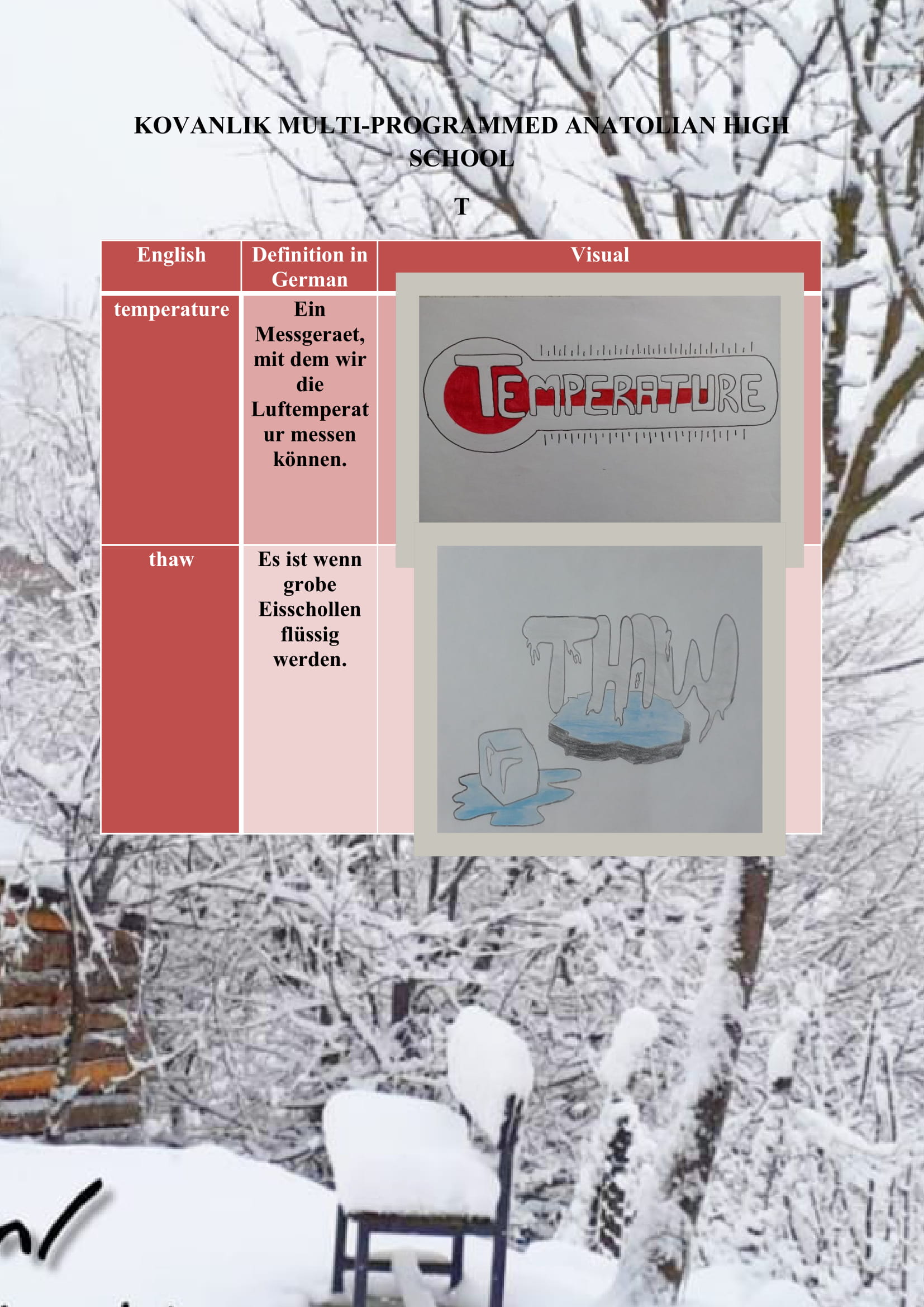 WINTER ITEMS DICTIONARY by mine seyhan - Illustrated by Mine Seyhan - Ourboox.com