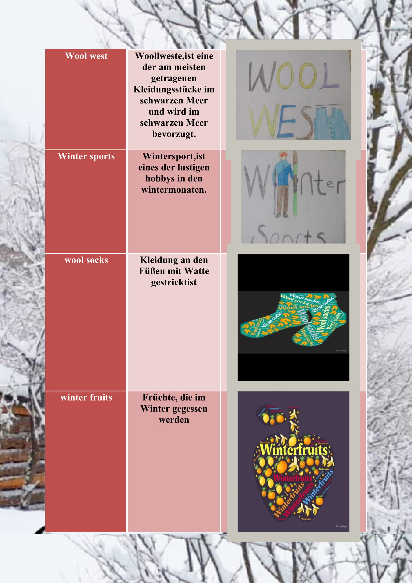 WINTER ITEMS DICTIONARY by mine seyhan - Illustrated by Mine Seyhan - Ourboox.com