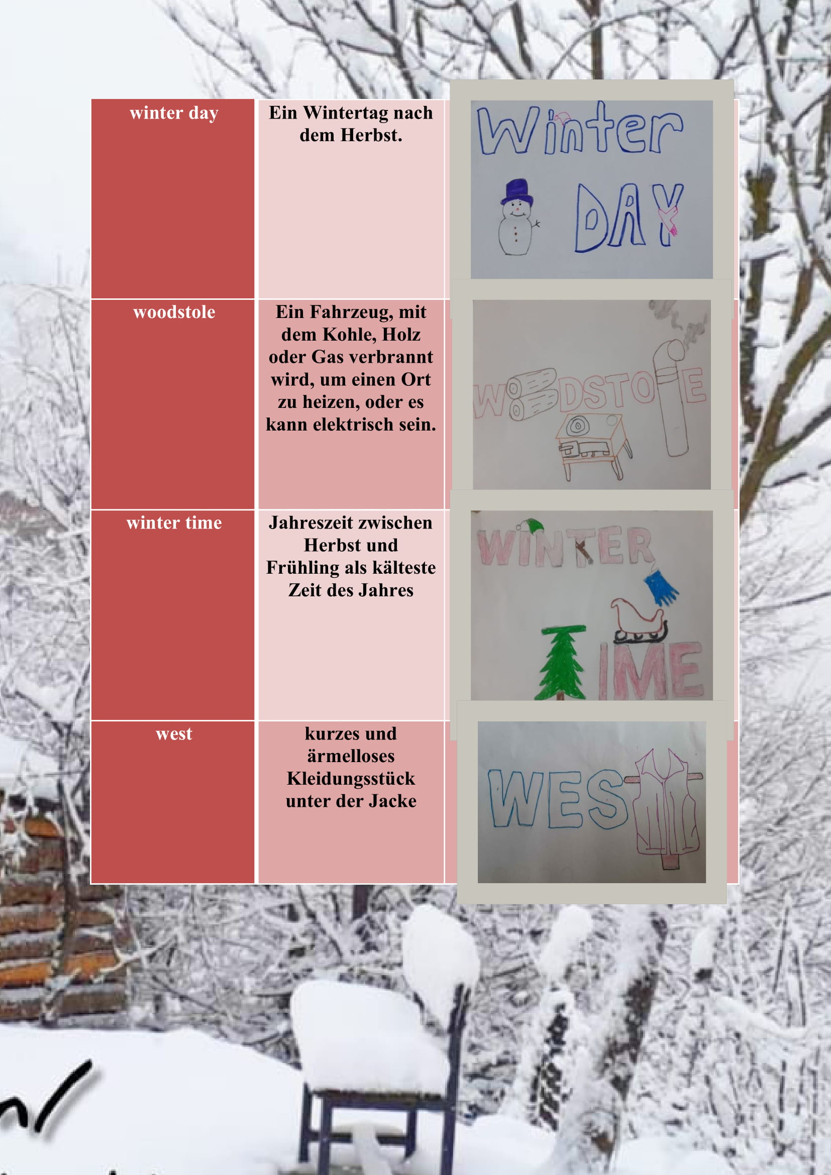 WINTER ITEMS DICTIONARY by mine seyhan - Illustrated by Mine Seyhan - Ourboox.com